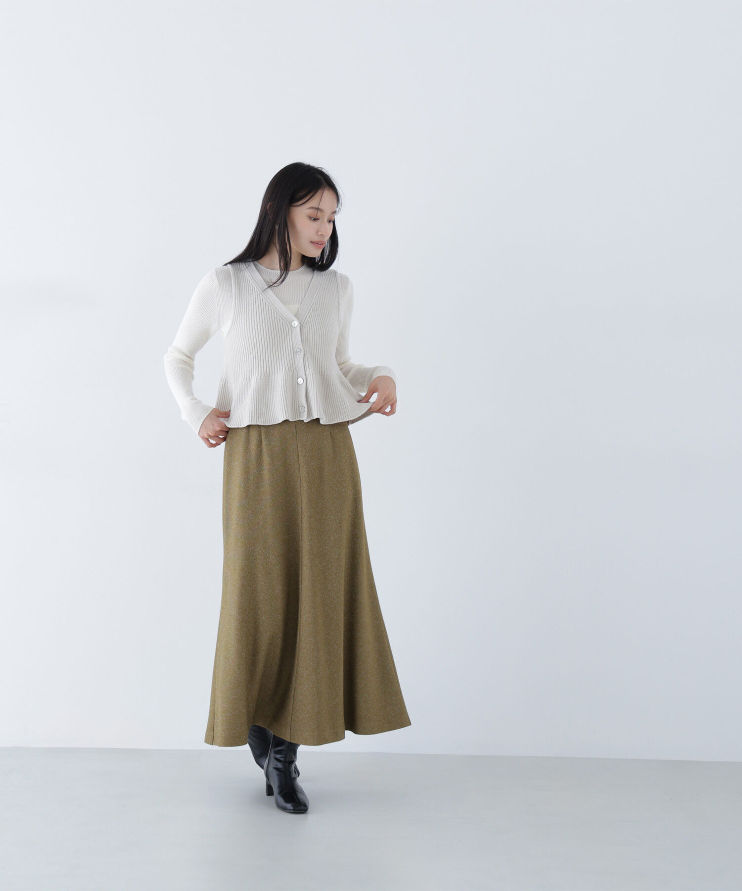  「ネップツイードナロースカート」|スカート|