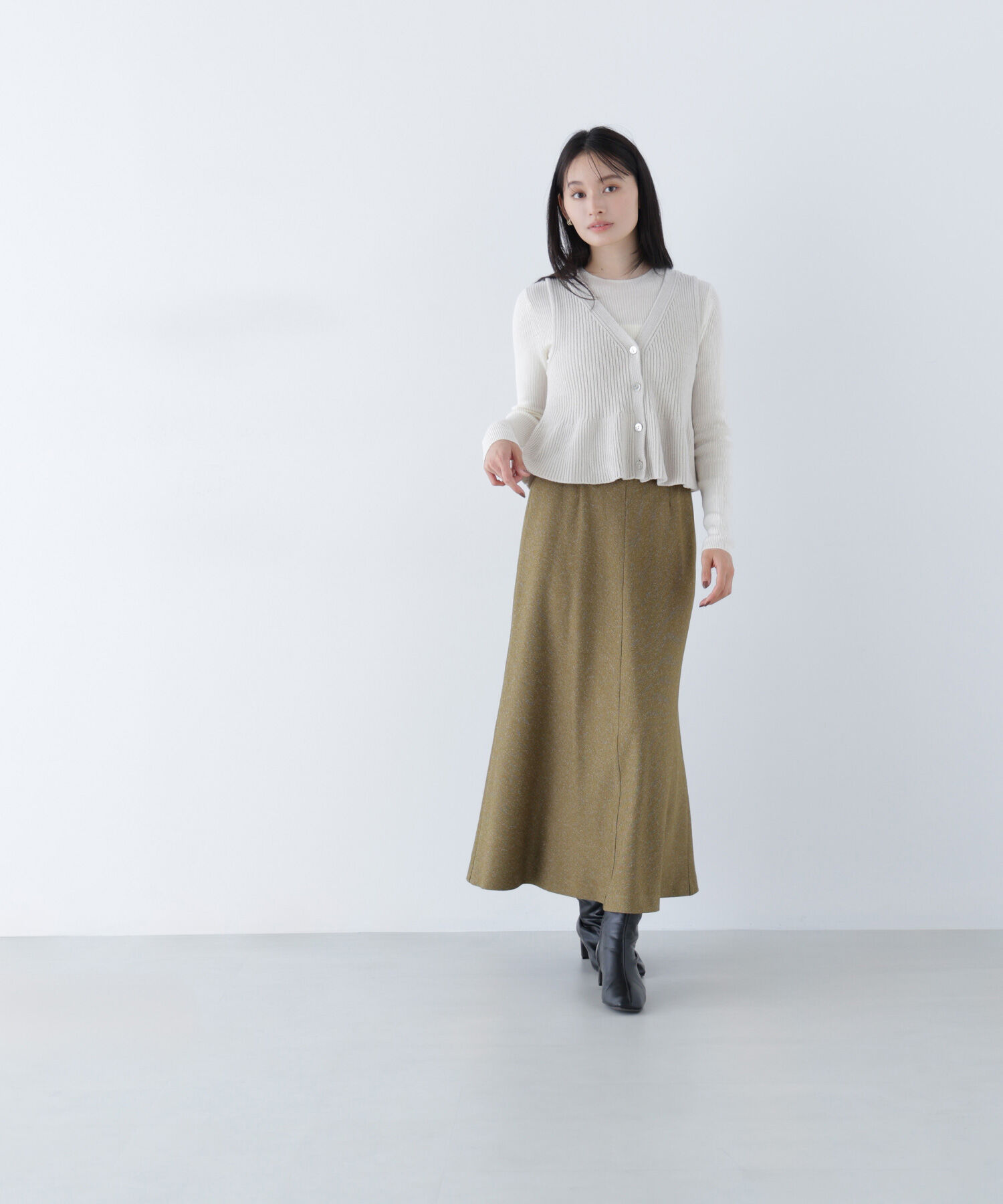  「ネップツイードナロースカート」|スカート|