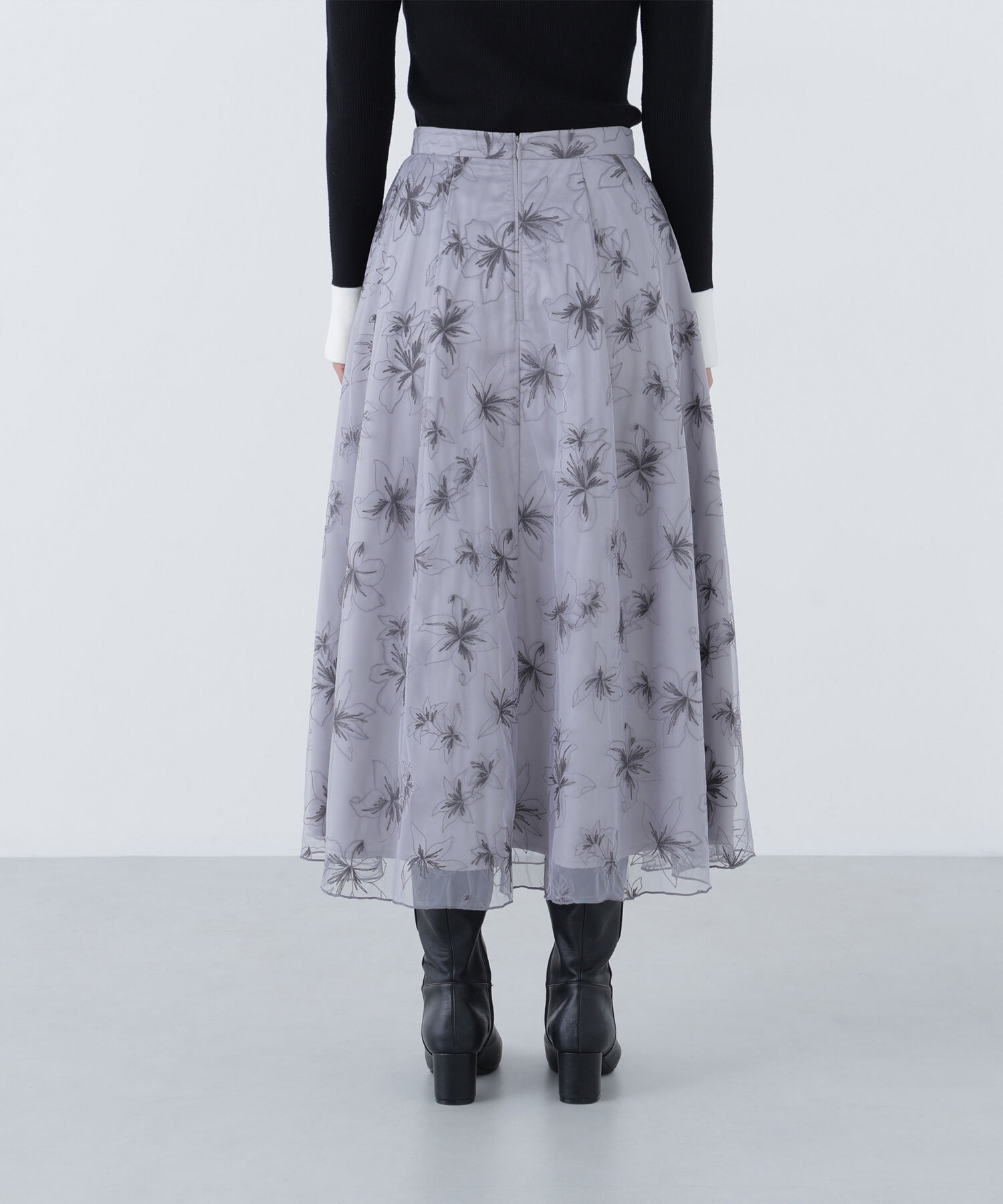  「チュール刺繍フレアスカート」|スカート|