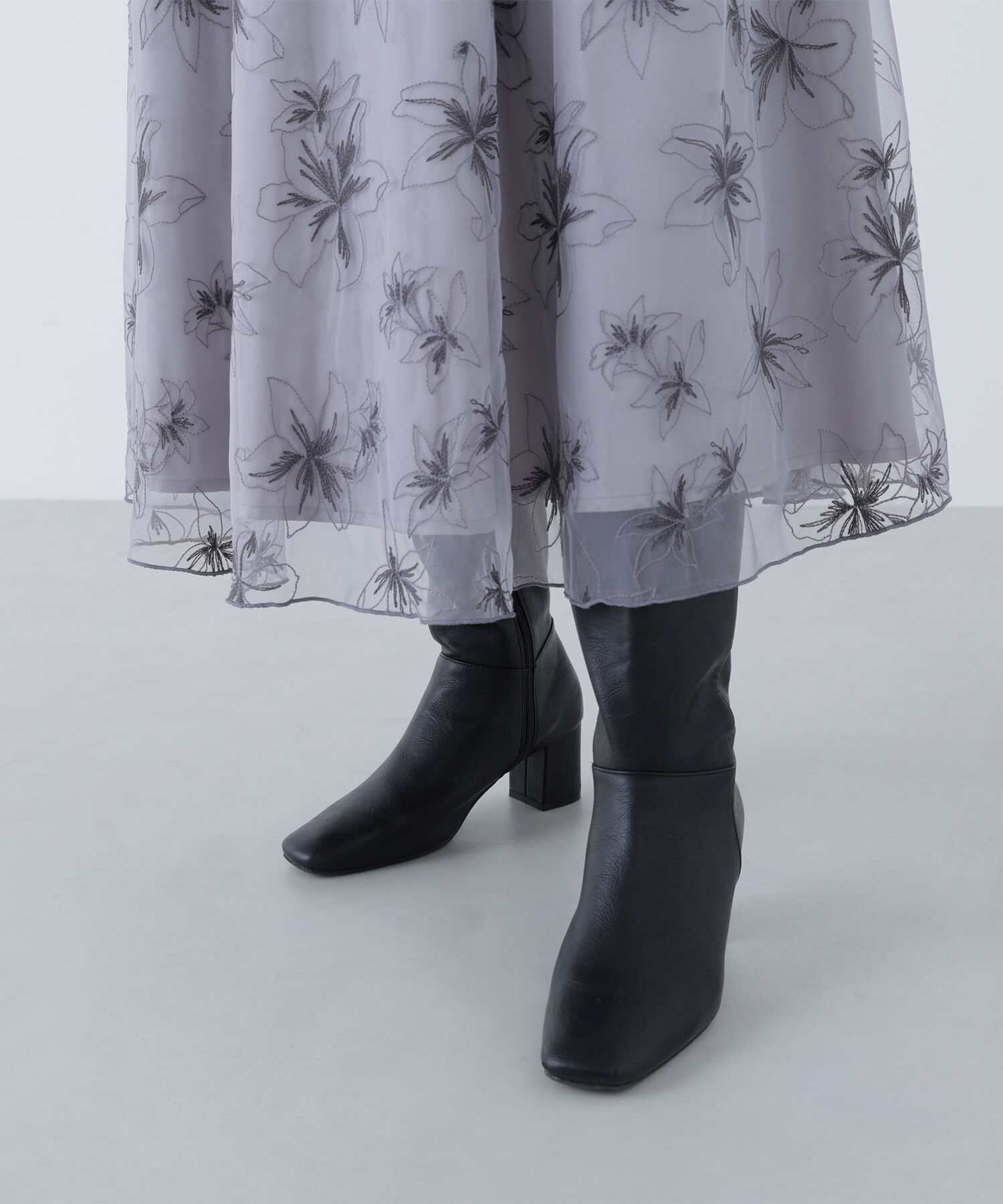  「チュール刺繍フレアスカート」|スカート|