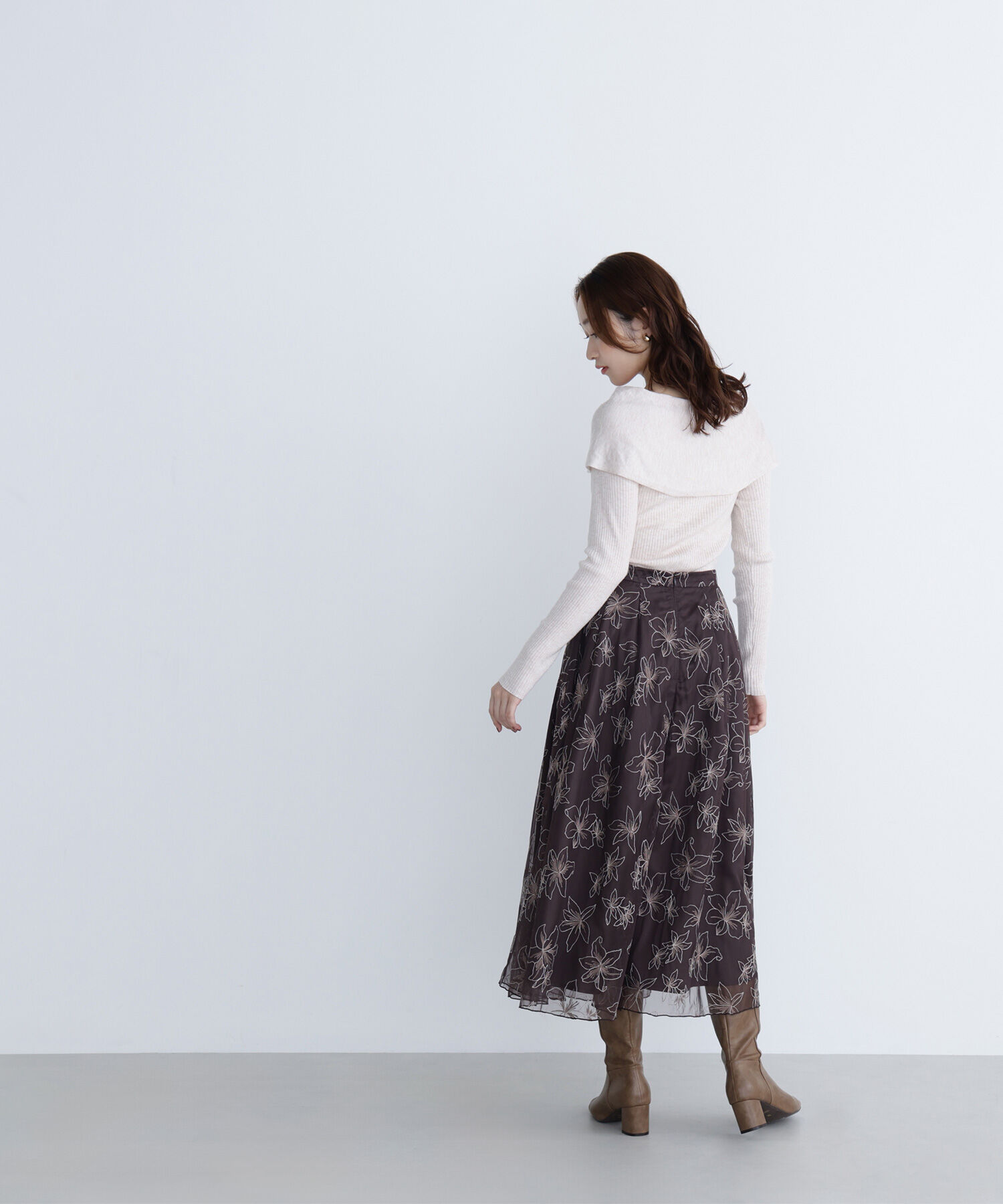  「チュール刺繍フレアスカート」|スカート|