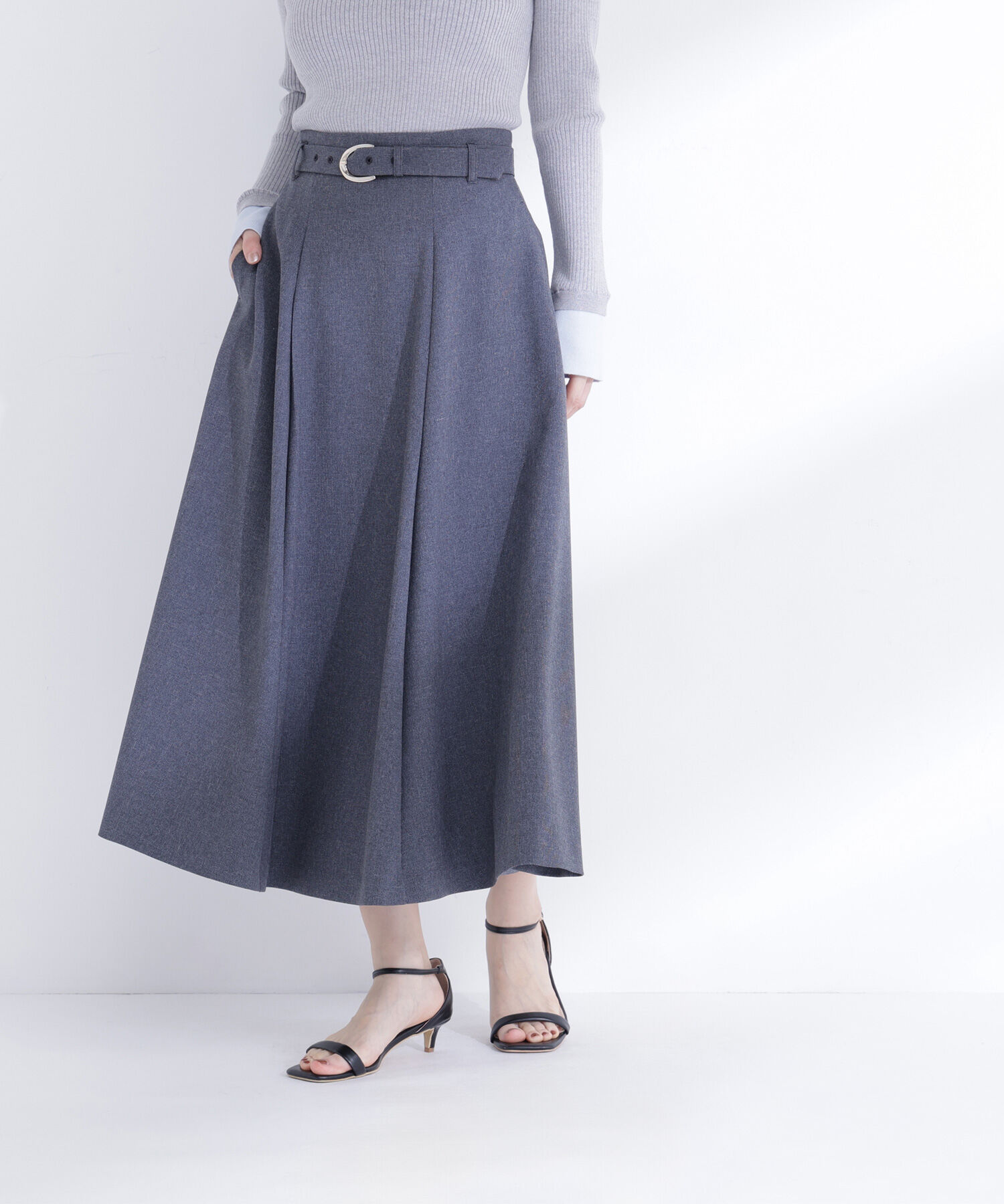  「メタルバックルフレアスカート」|スカート|