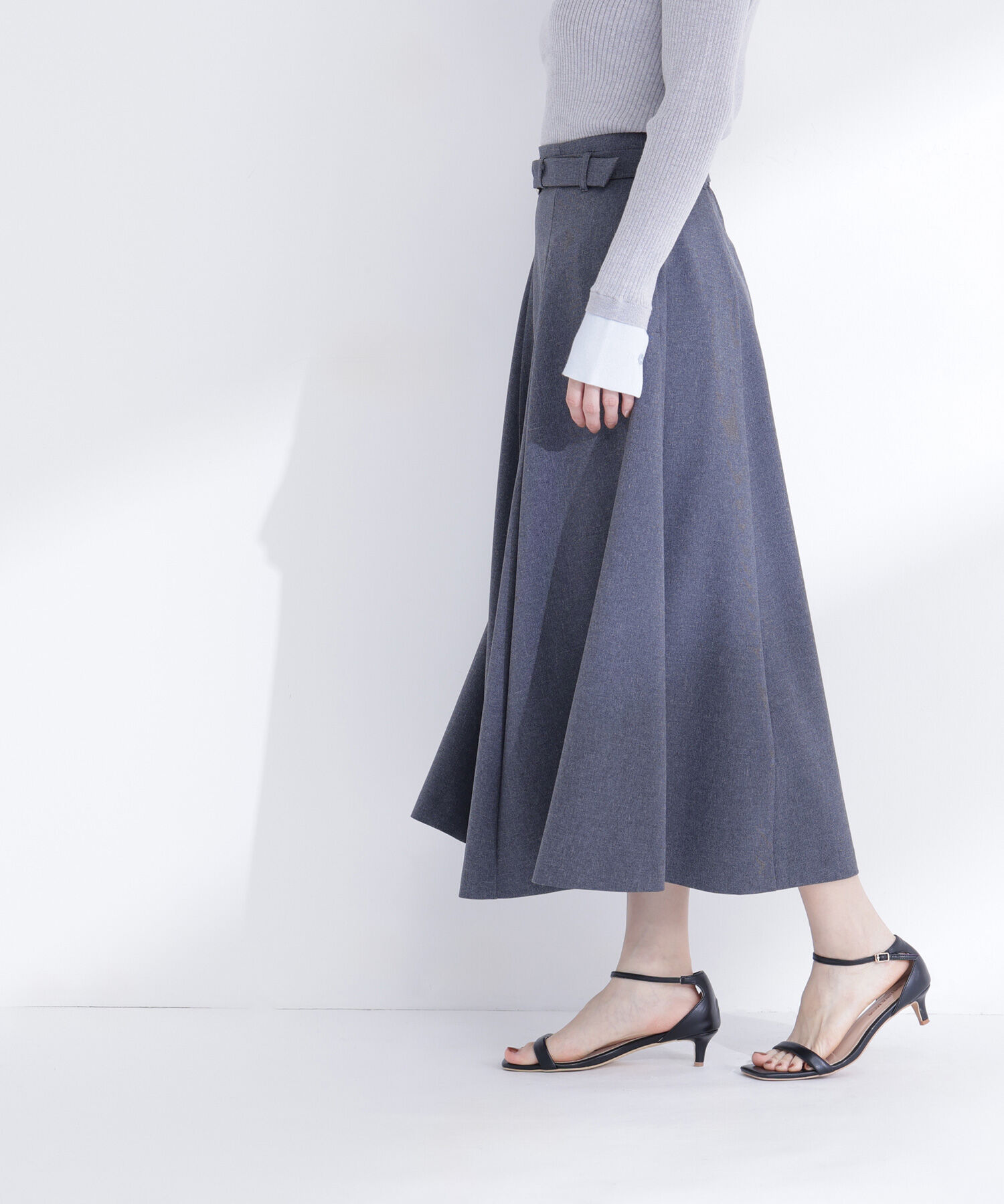  「メタルバックルフレアスカート」|スカート|