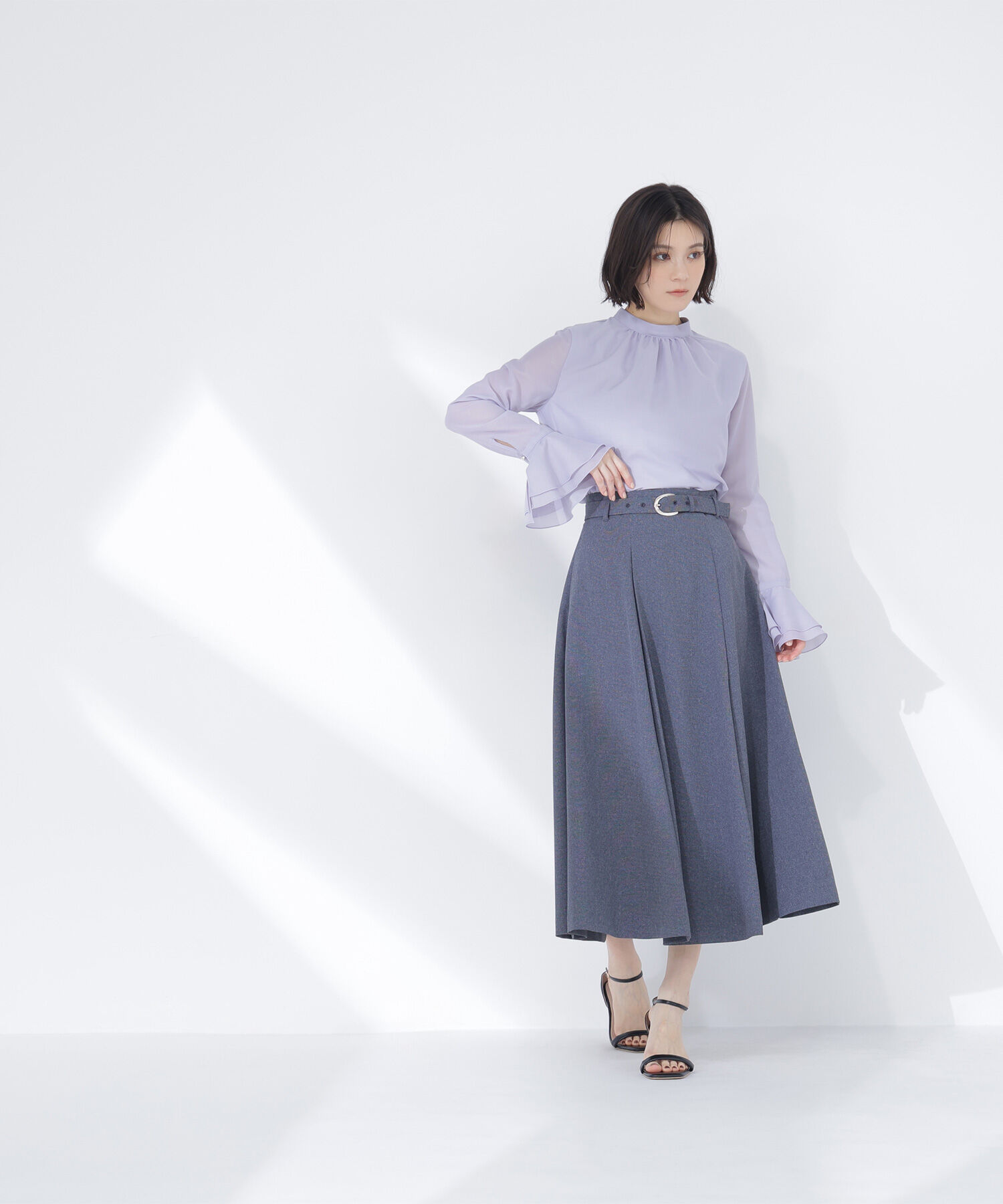  「メタルバックルフレアスカート」|スカート|