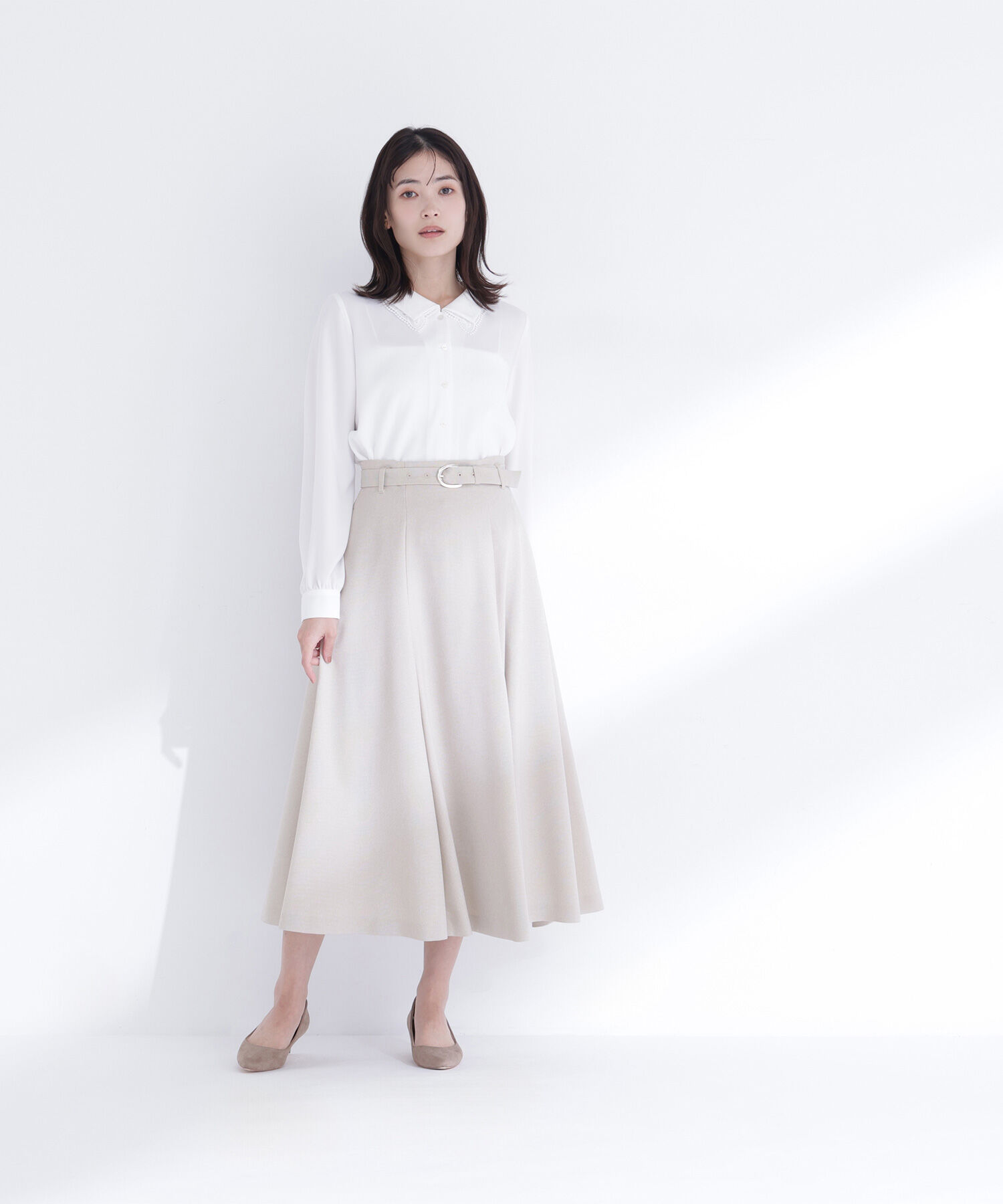  「メタルバックルフレアスカート」|スカート|