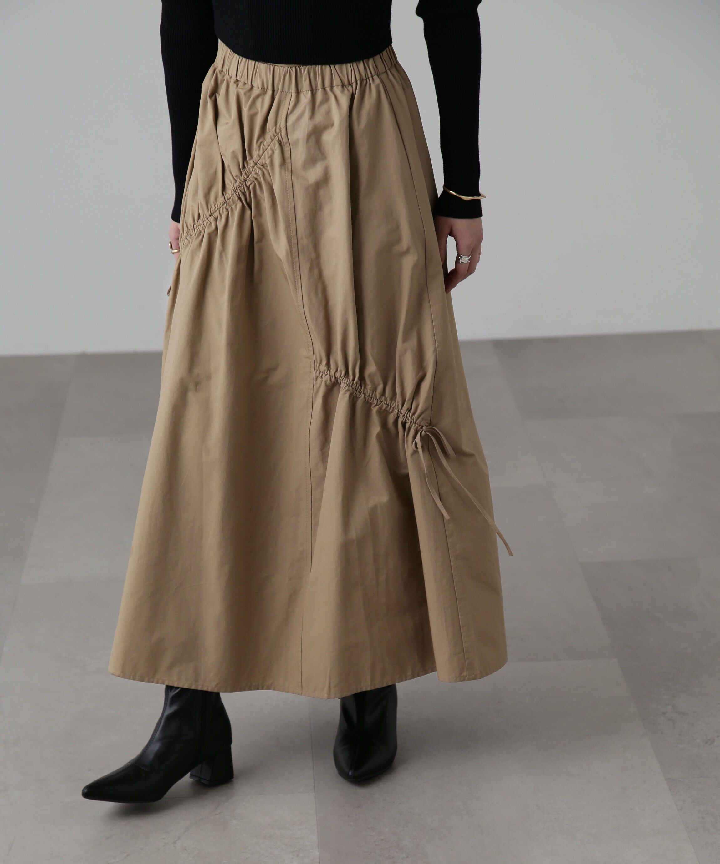  「ランダムシャーリングドロストスカート」|スカート|ベージュ