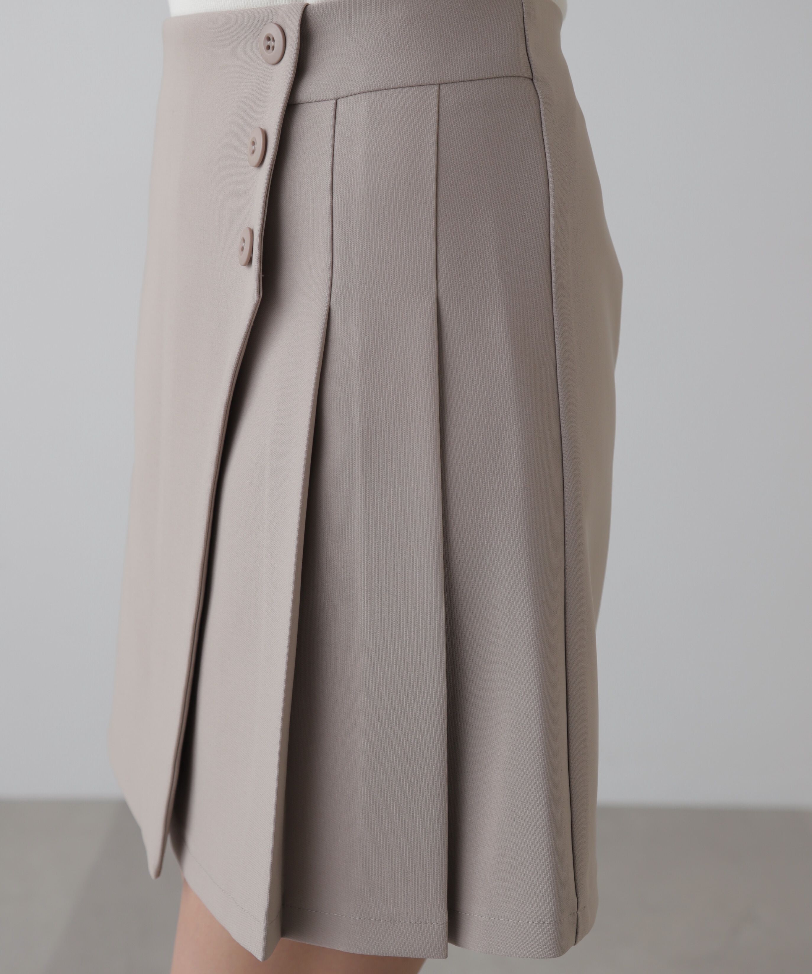  「サイドボタンラップミニプリーツスカート」|スカート|