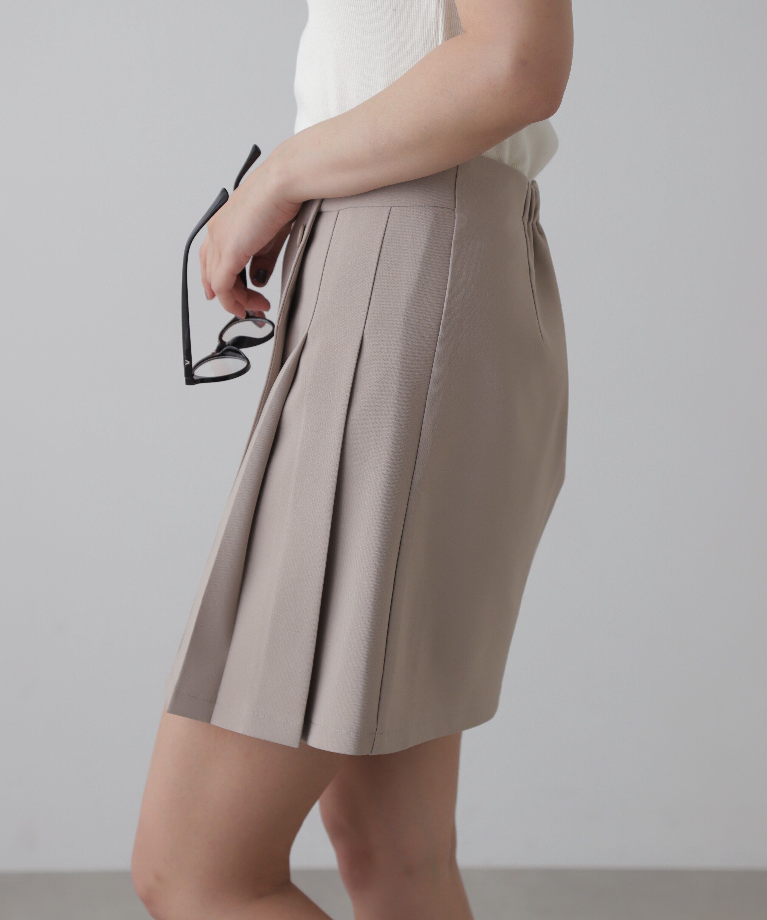  「サイドボタンラップミニプリーツスカート」|スカート|