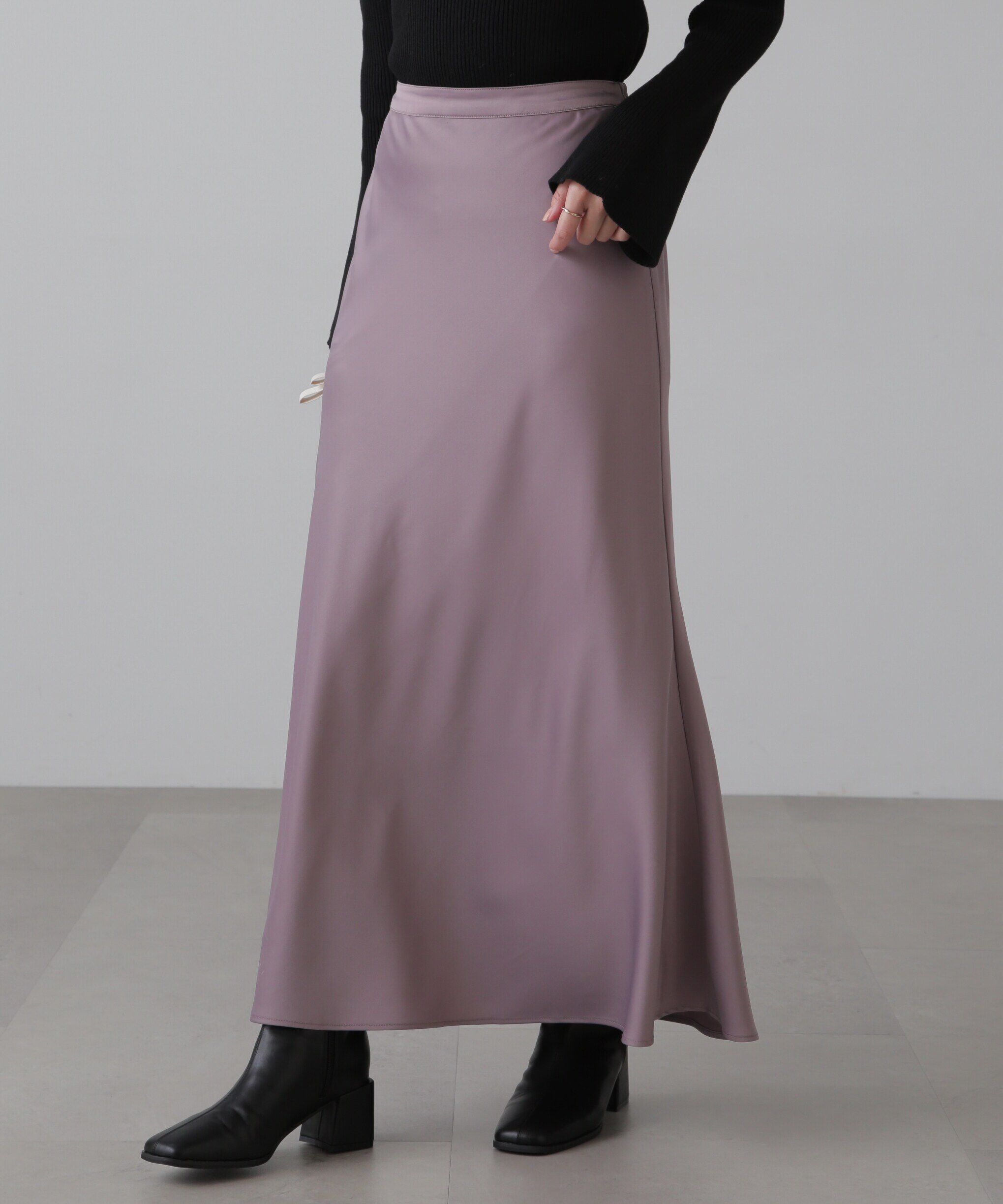  「サテンフレアスカート」|スカート|ピンク