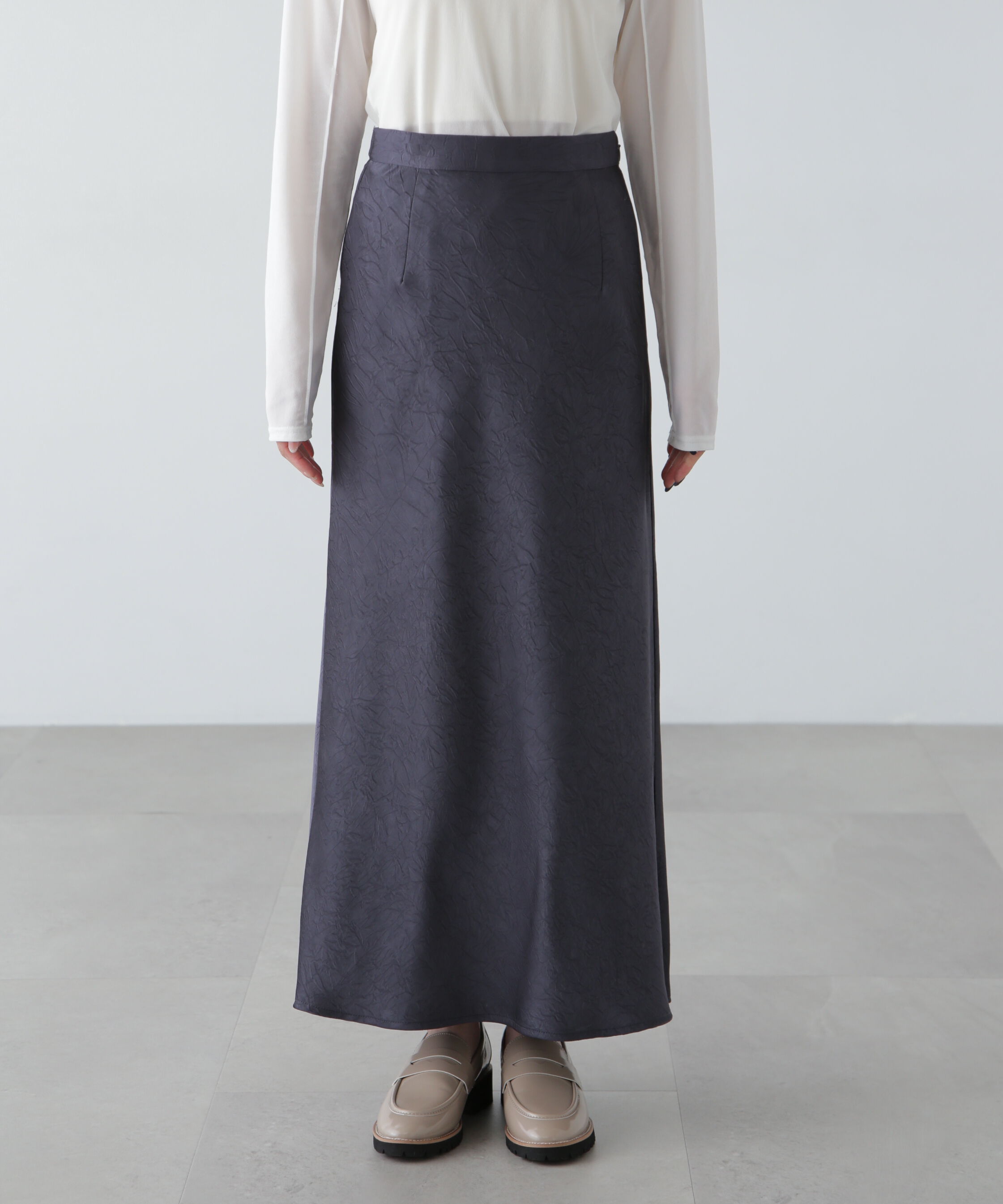  「ワッシャーサテンナロースカート」|スカート|