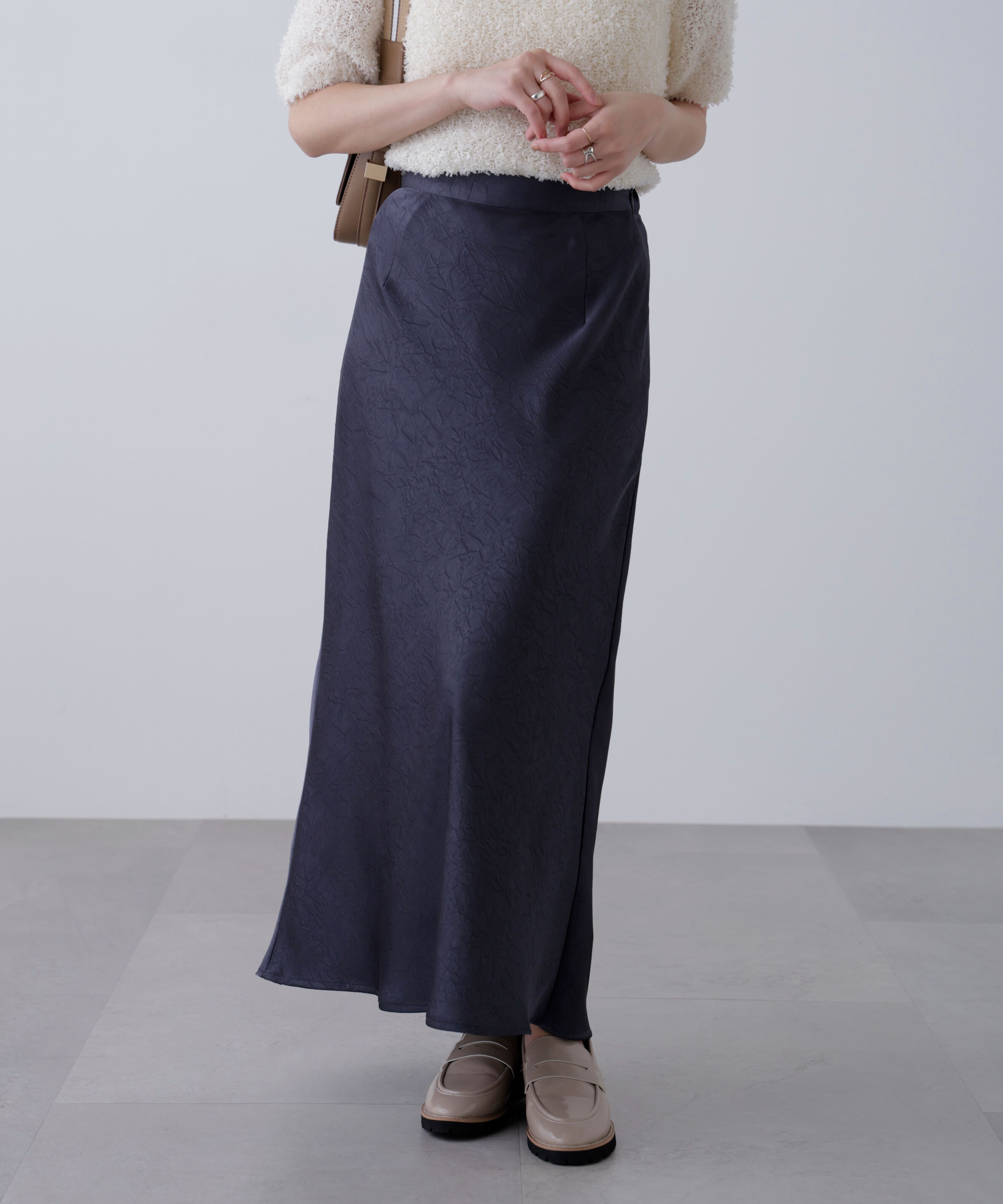  「ワッシャーサテンナロースカート」|スカート|