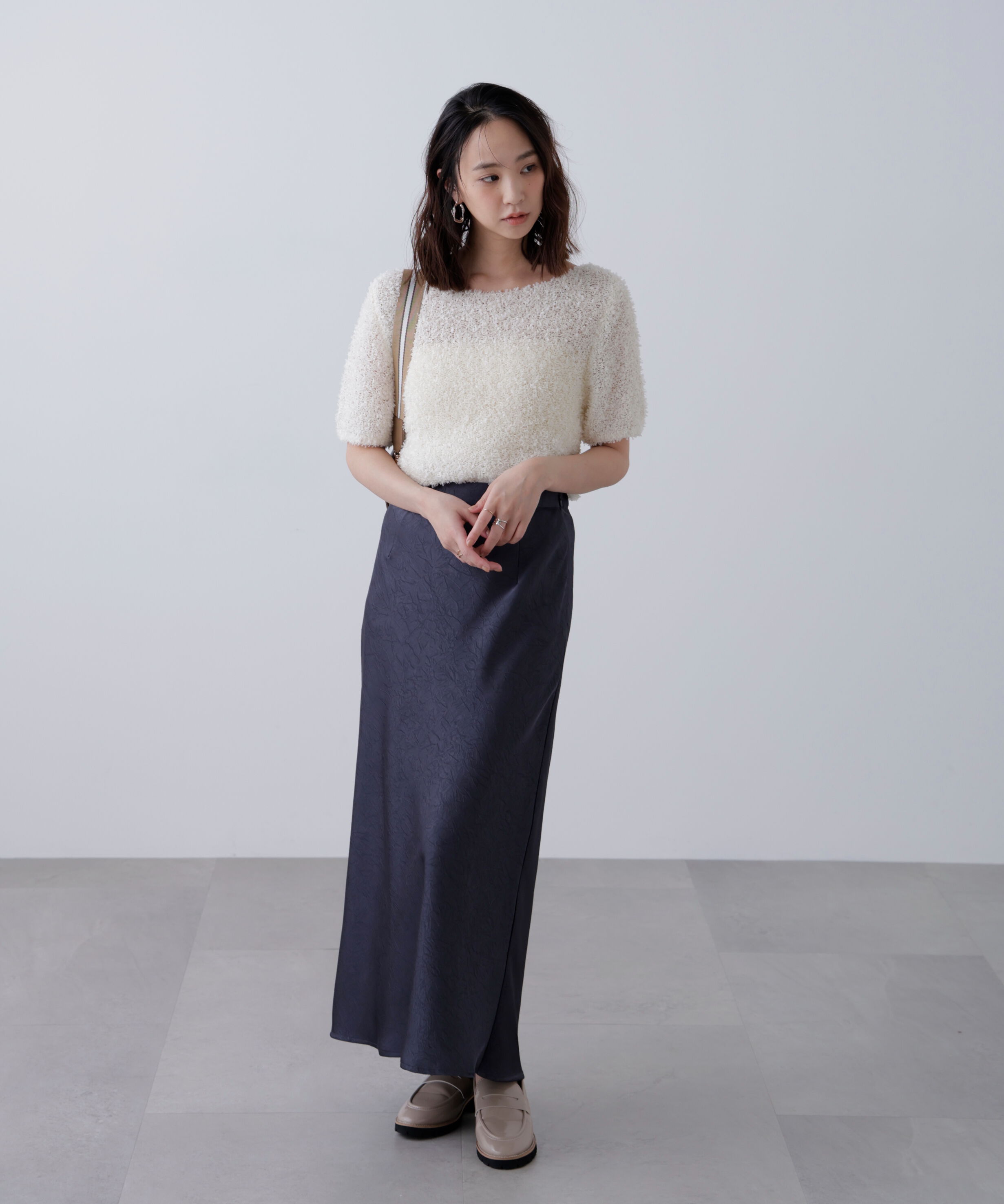  「ワッシャーサテンナロースカート」|スカート|