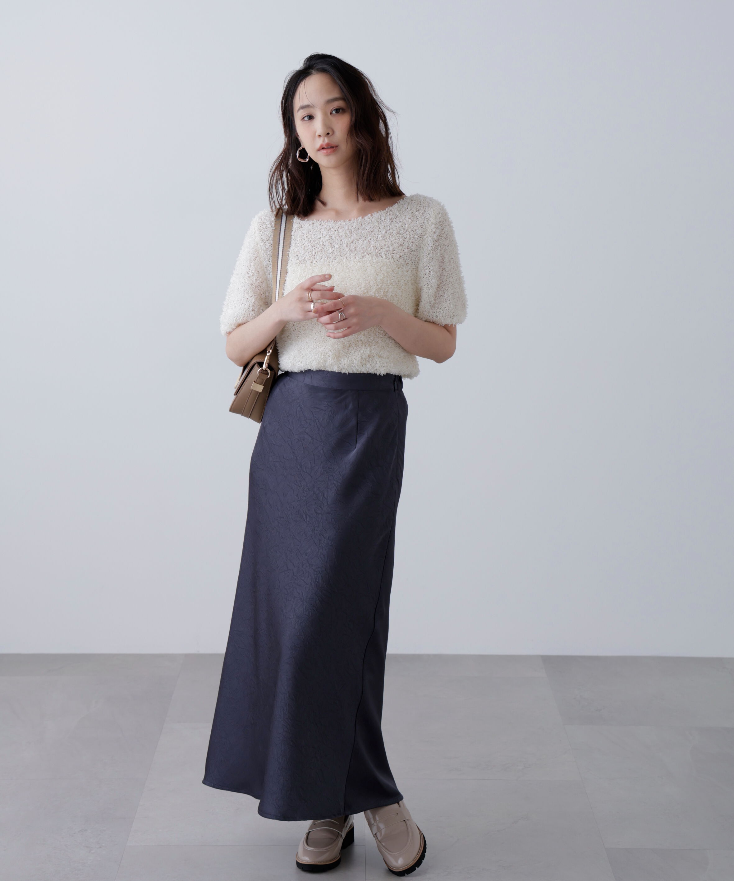  「ワッシャーサテンナロースカート」|スカート|