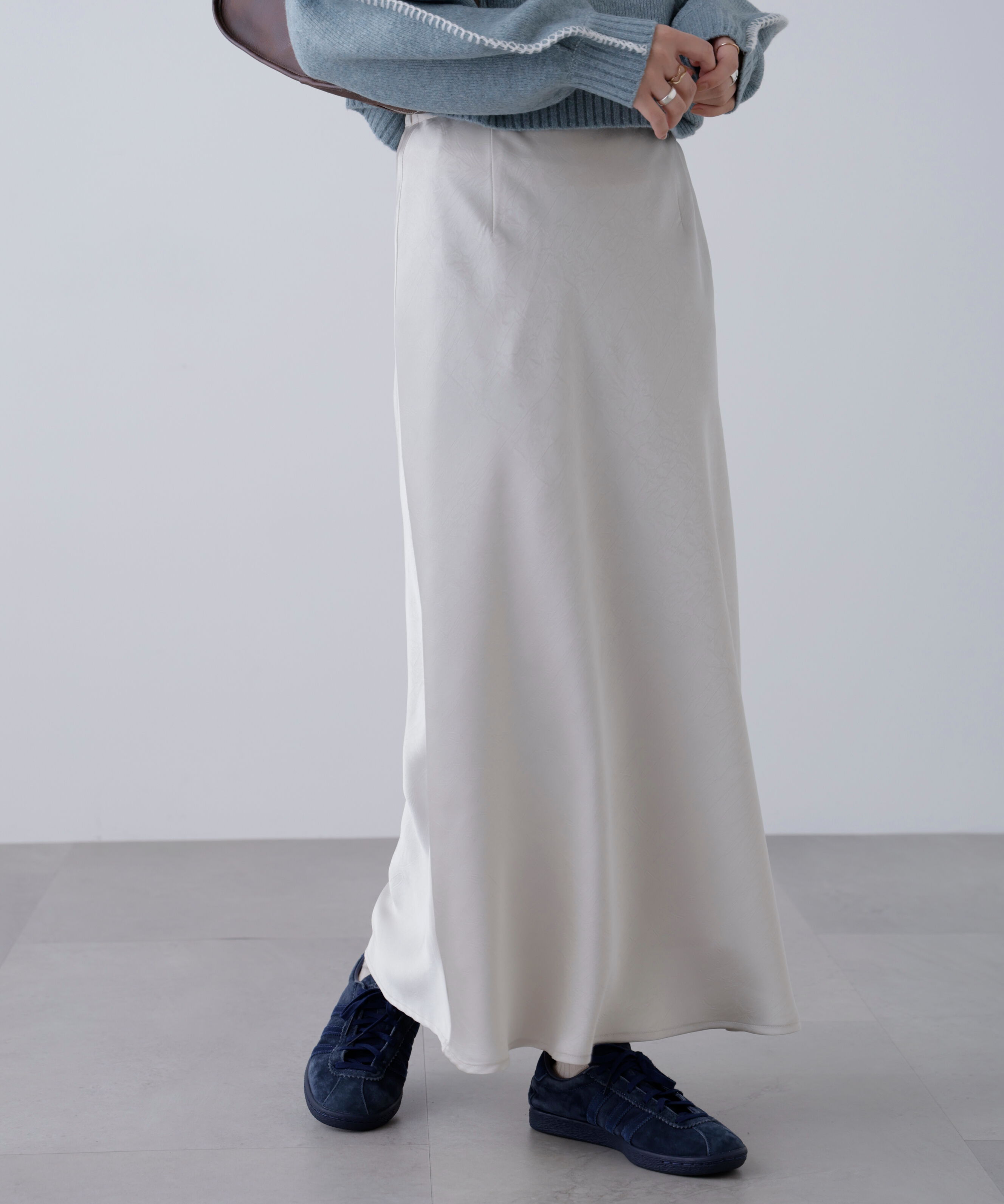  「ワッシャーサテンナロースカート」|スカート|オフホワイト