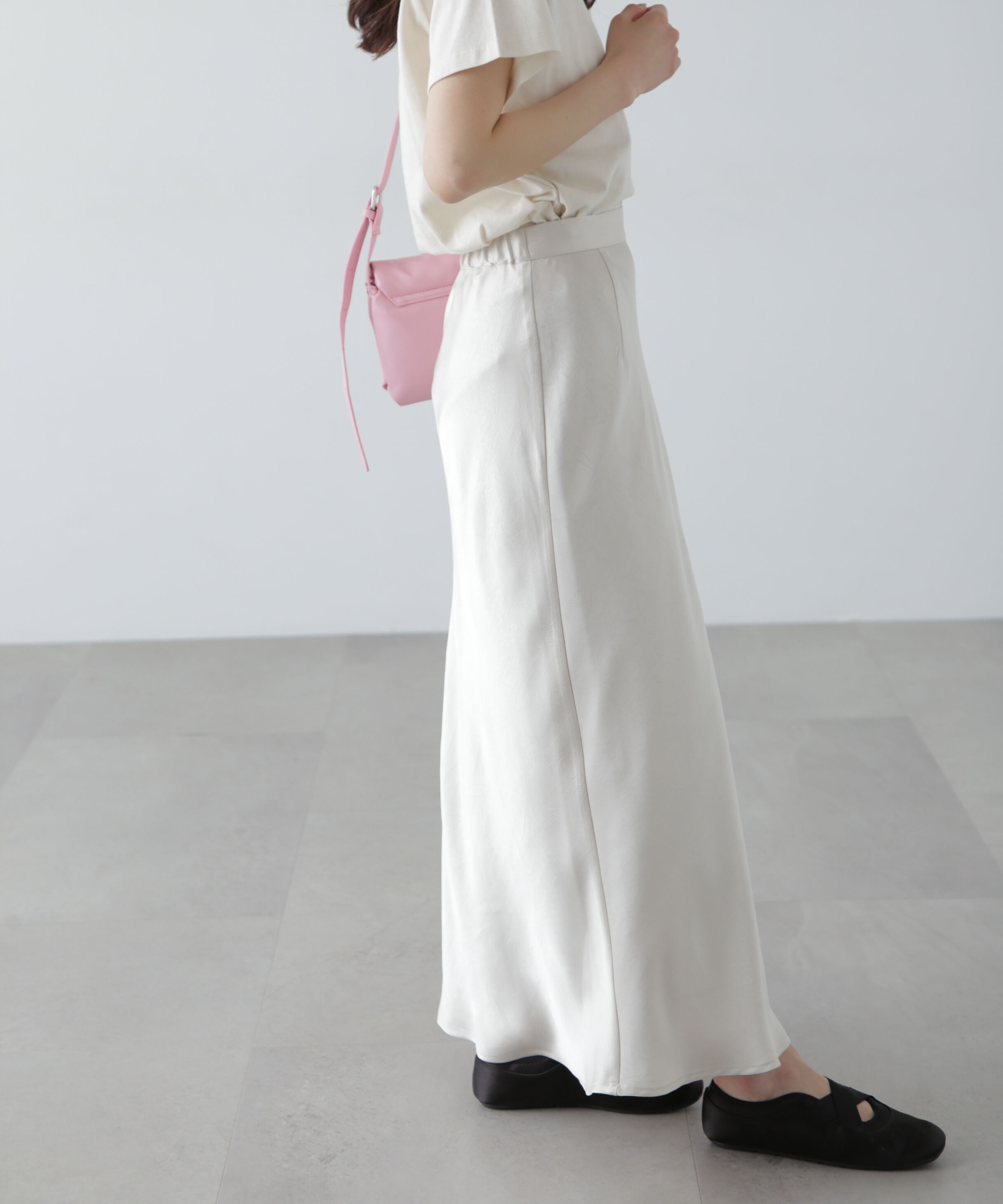  「ワッシャーサテンナロースカート」|スカート|