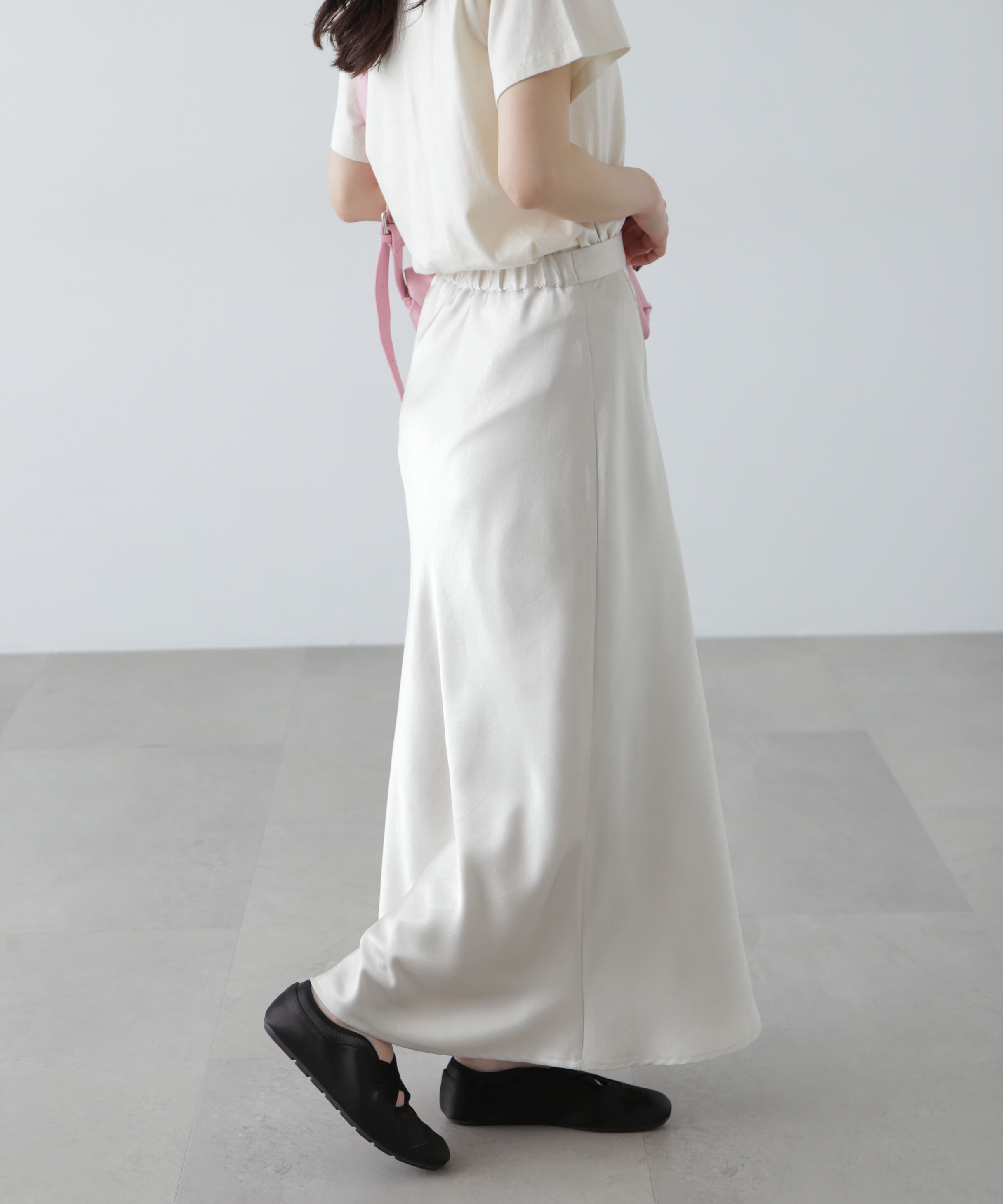  「ワッシャーサテンナロースカート」|スカート|