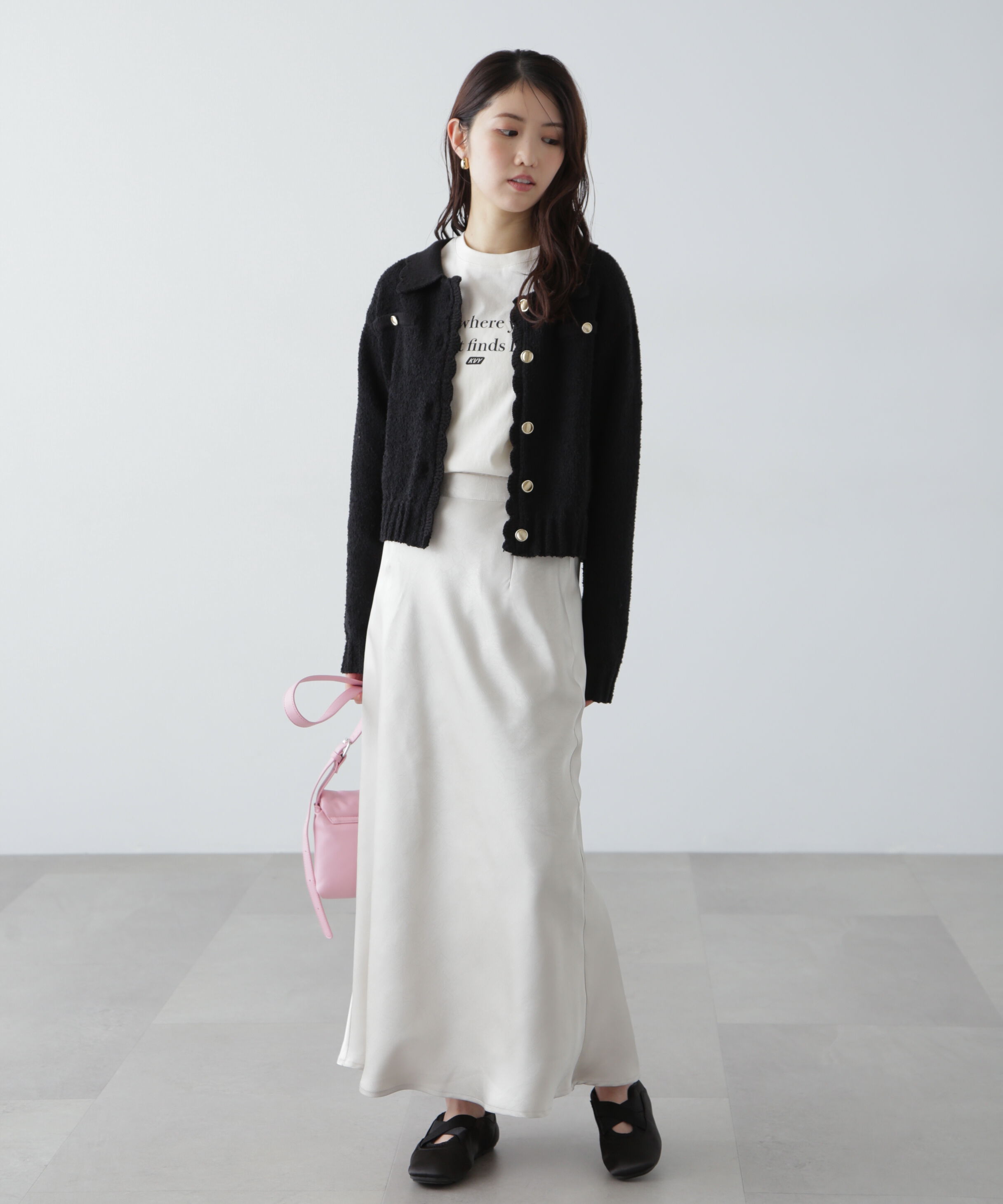  「ワッシャーサテンナロースカート」|スカート|