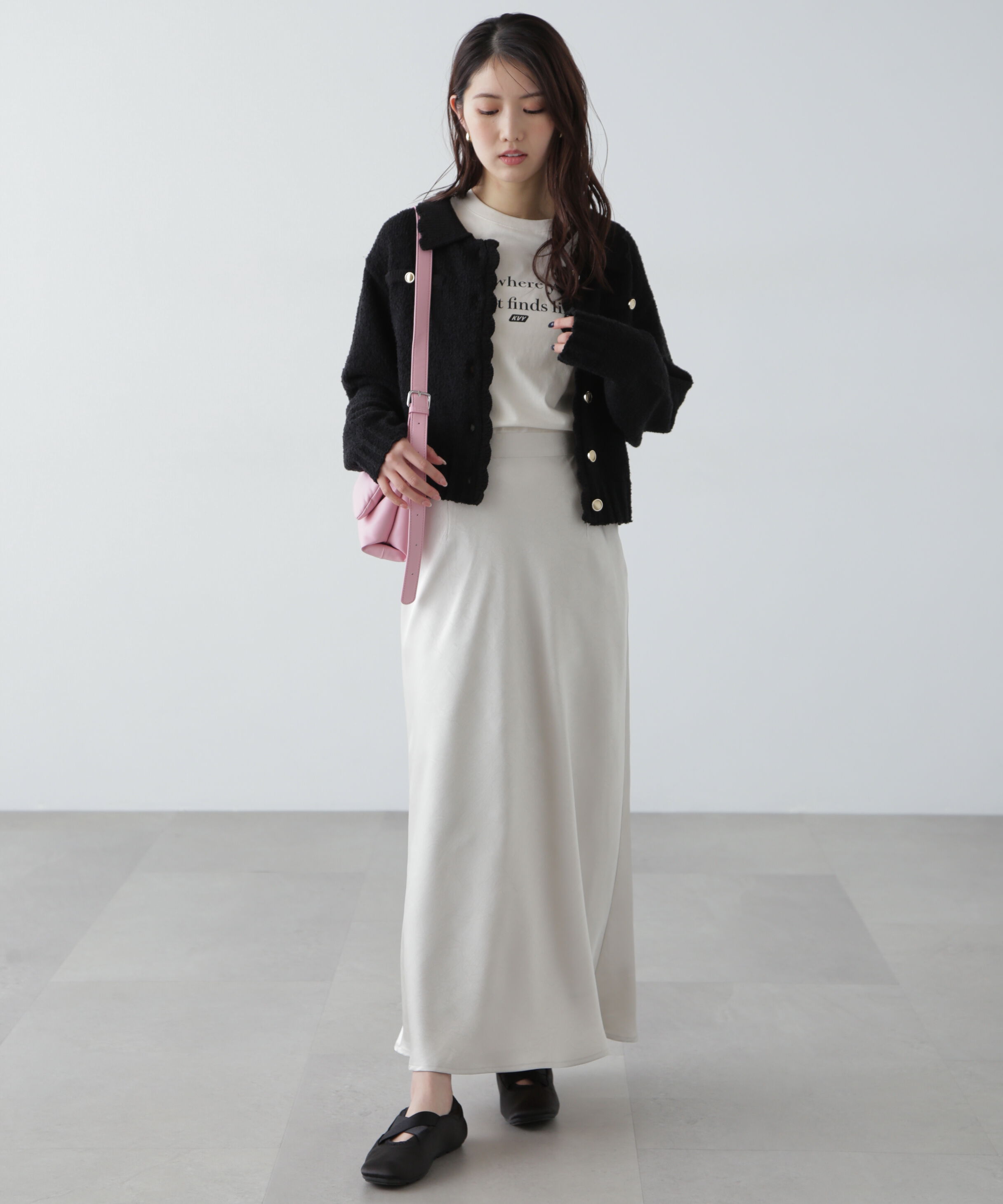  「ワッシャーサテンナロースカート」|スカート|