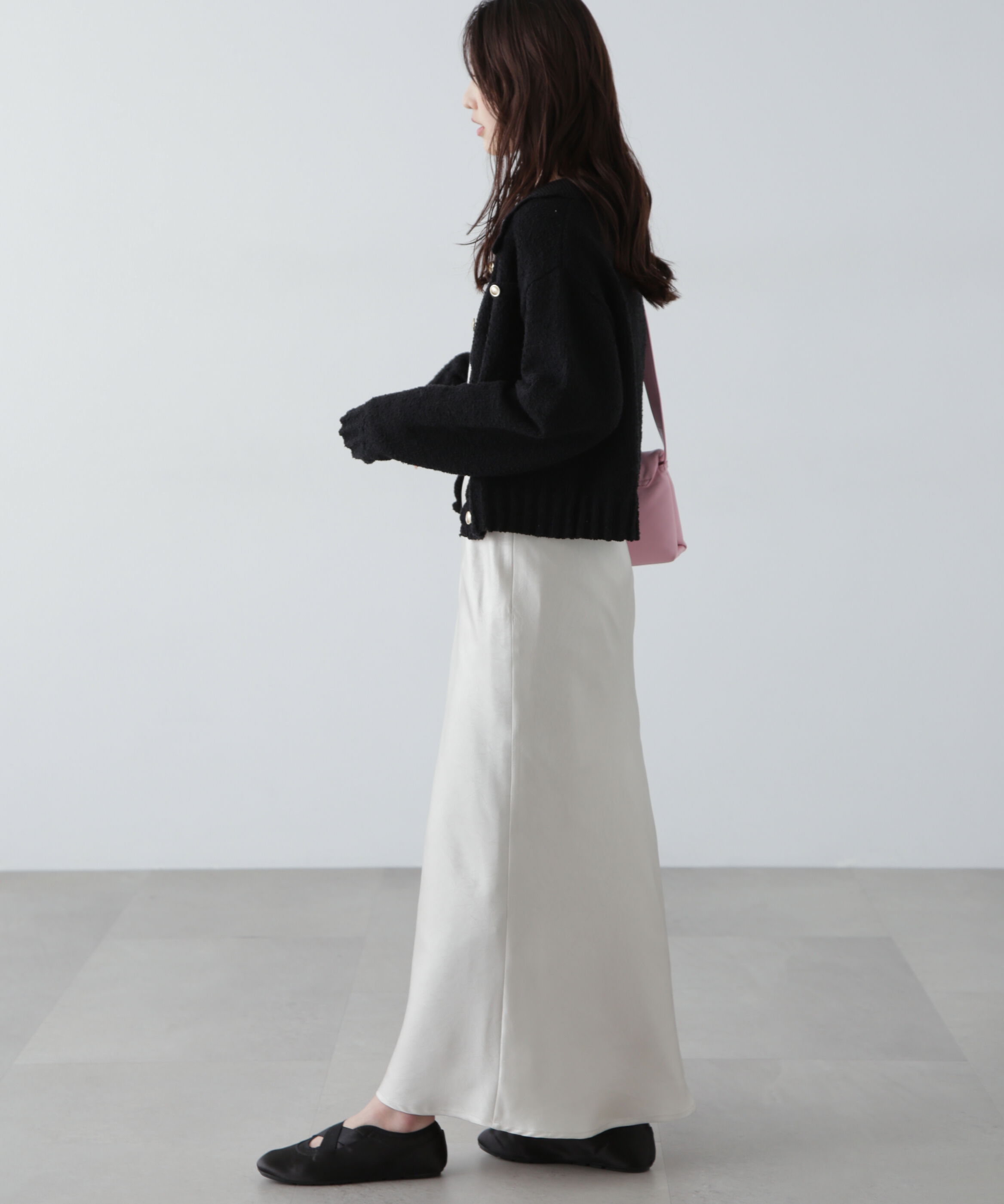  「ワッシャーサテンナロースカート」|スカート|