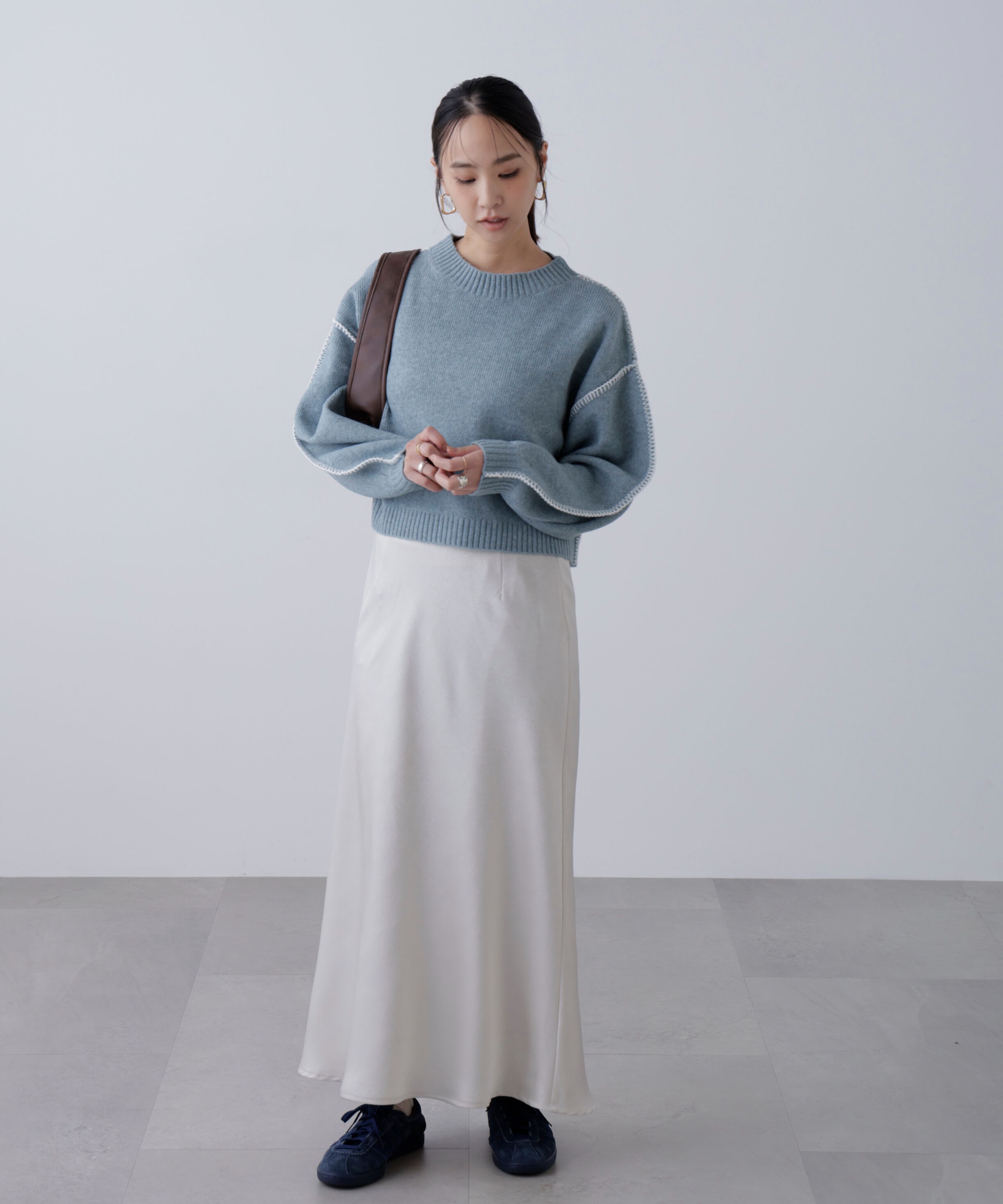  「ワッシャーサテンナロースカート」|スカート|