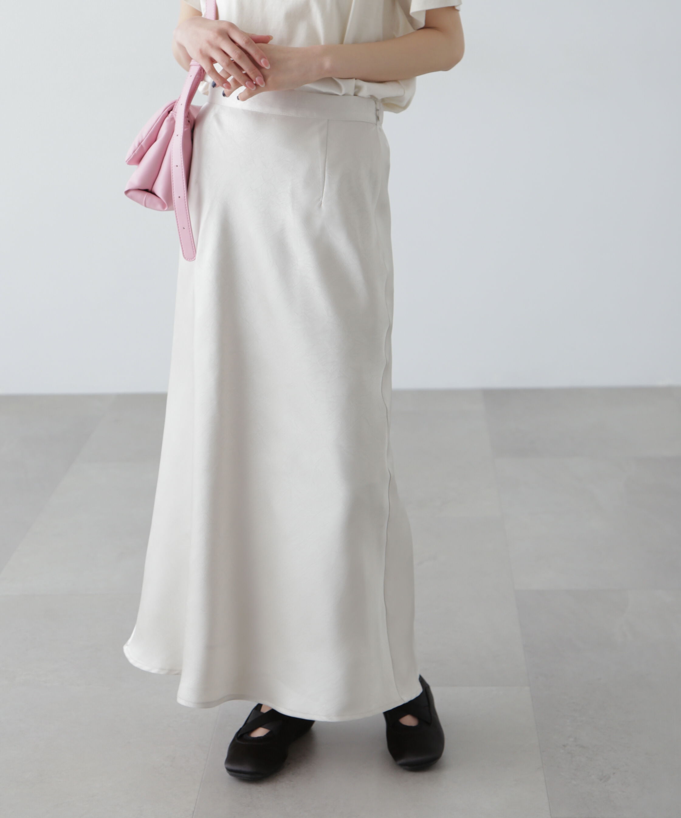  「ワッシャーサテンナロースカート」|スカート|