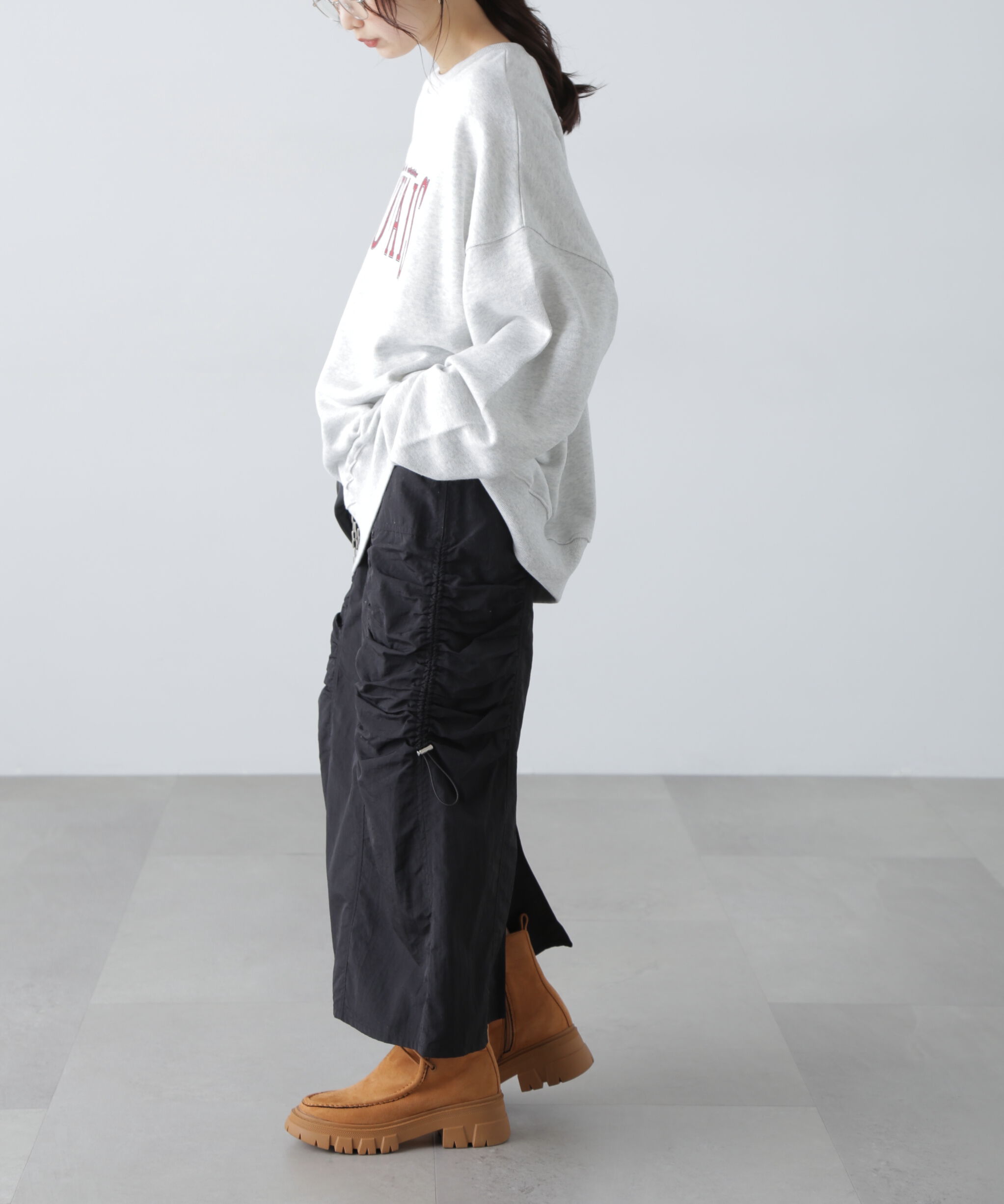  「サイドドロストナイロンスカート」|スカート|