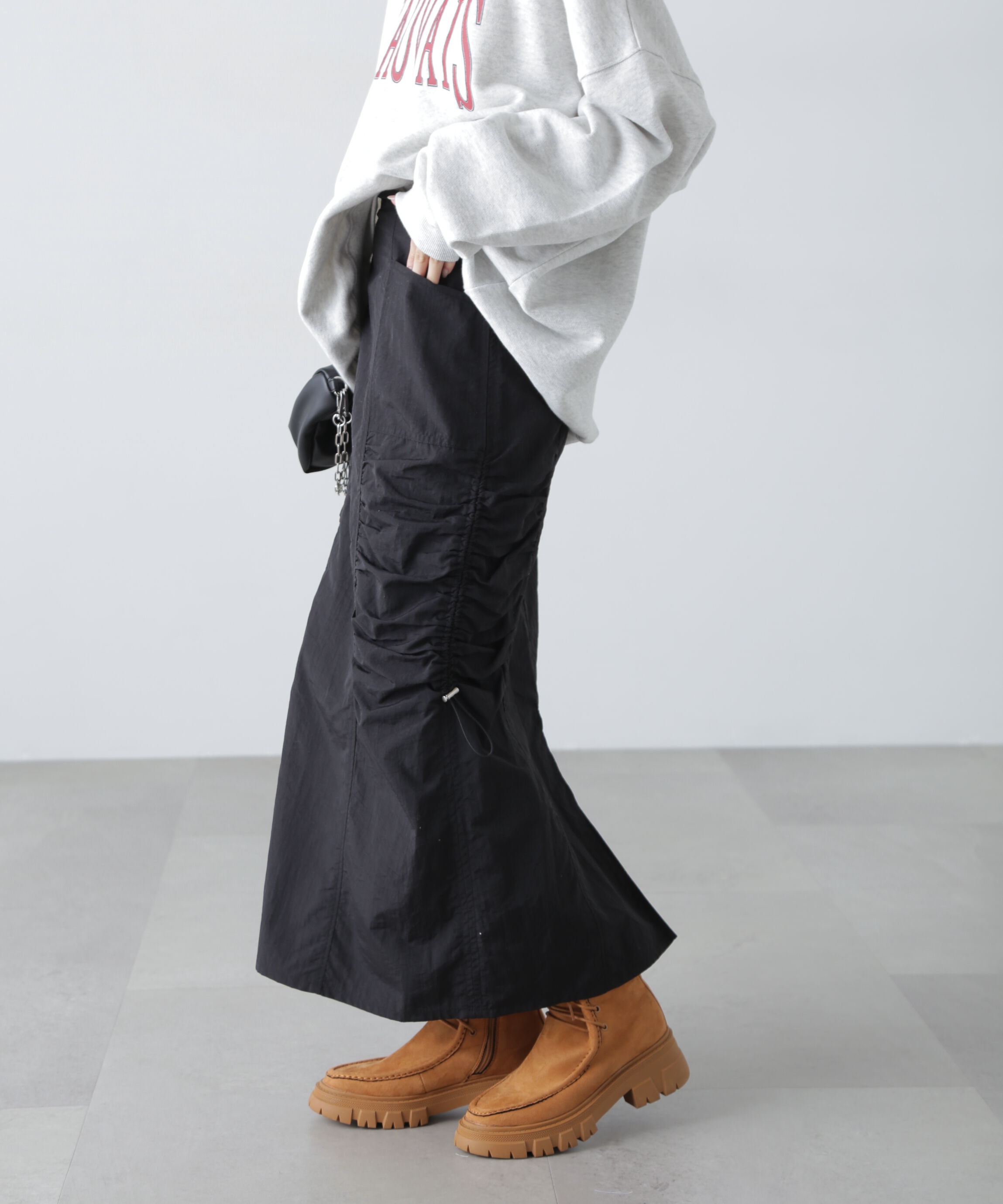  「サイドドロストナイロンスカート」|スカート|