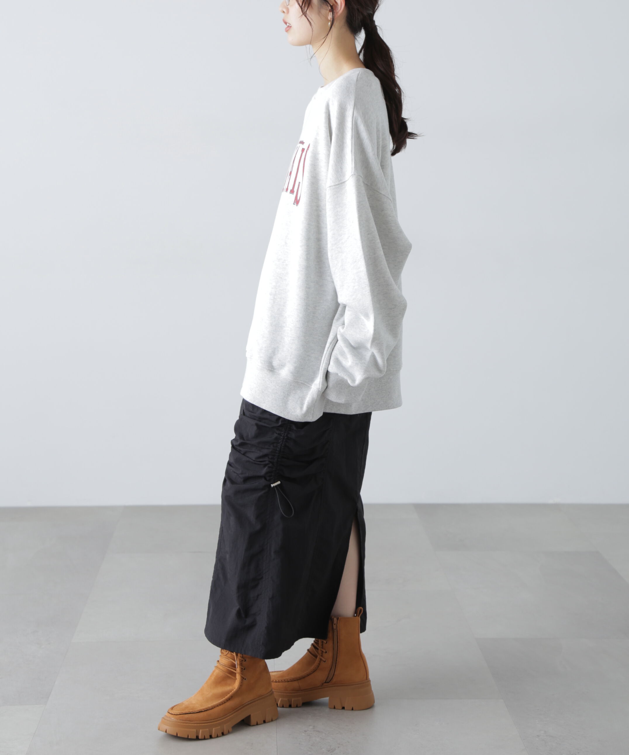  「サイドドロストナイロンスカート」|スカート|