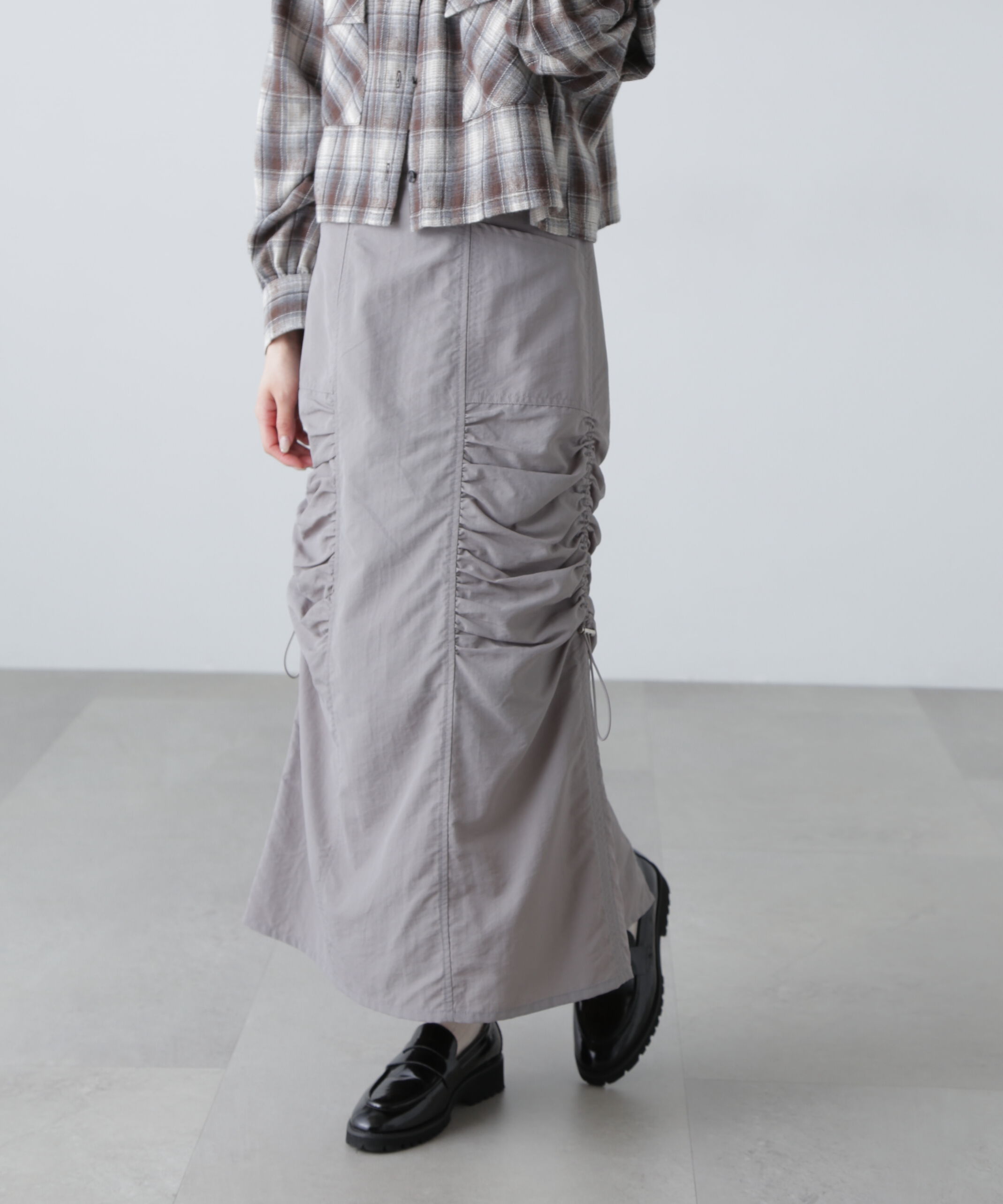  「サイドドロストナイロンスカート」|スカート|