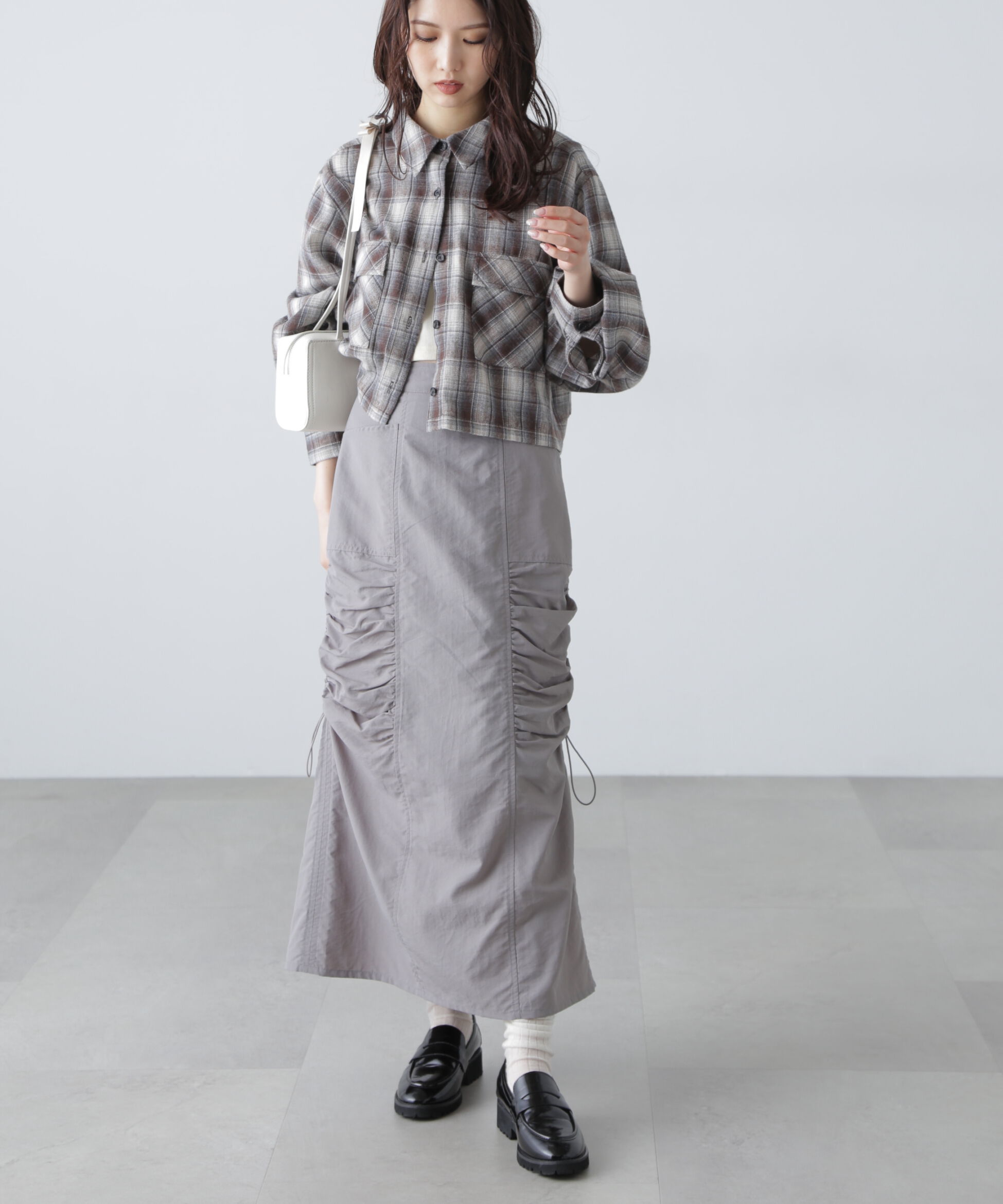  「サイドドロストナイロンスカート」|スカート|