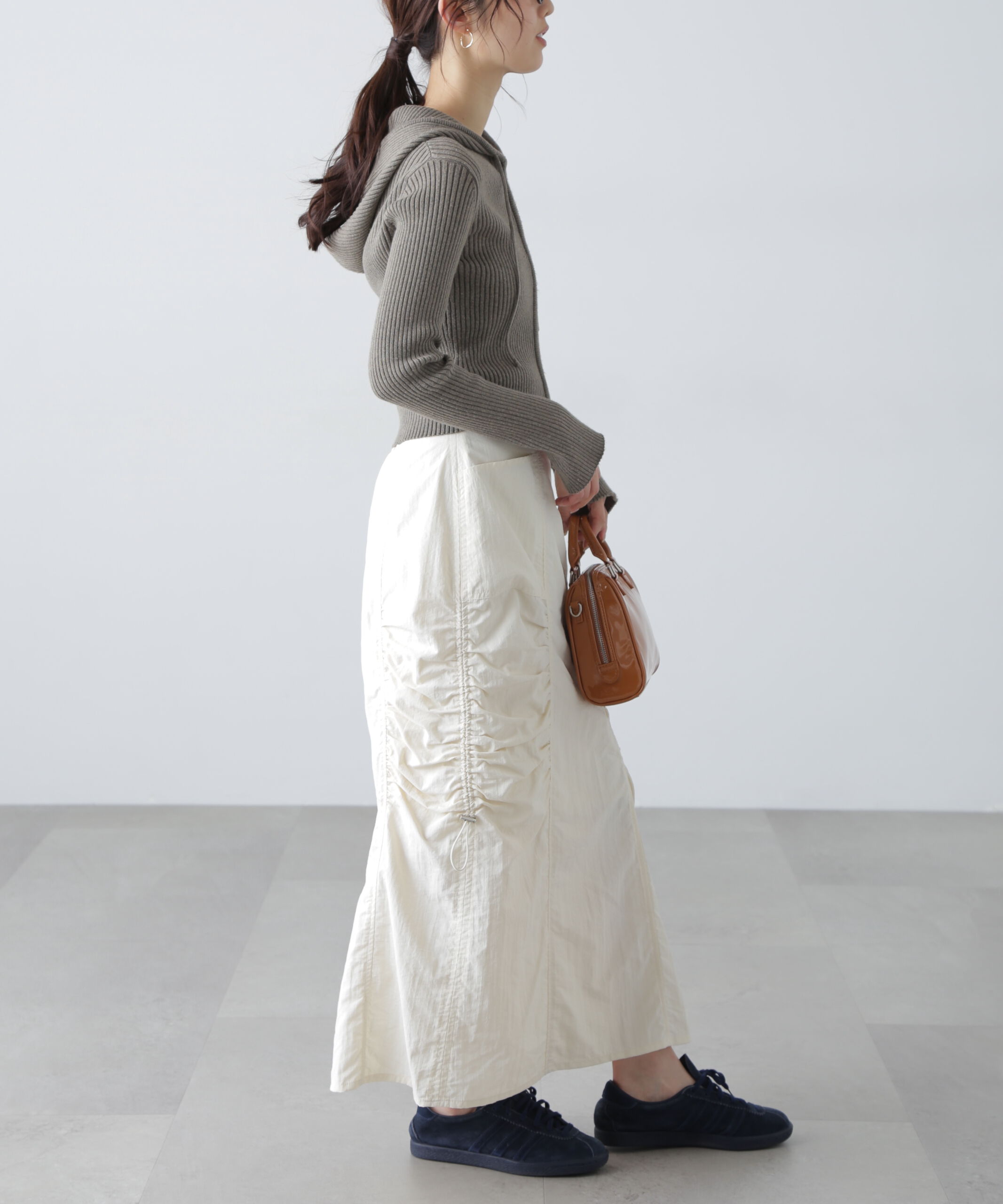  「サイドドロストナイロンスカート」|スカート|