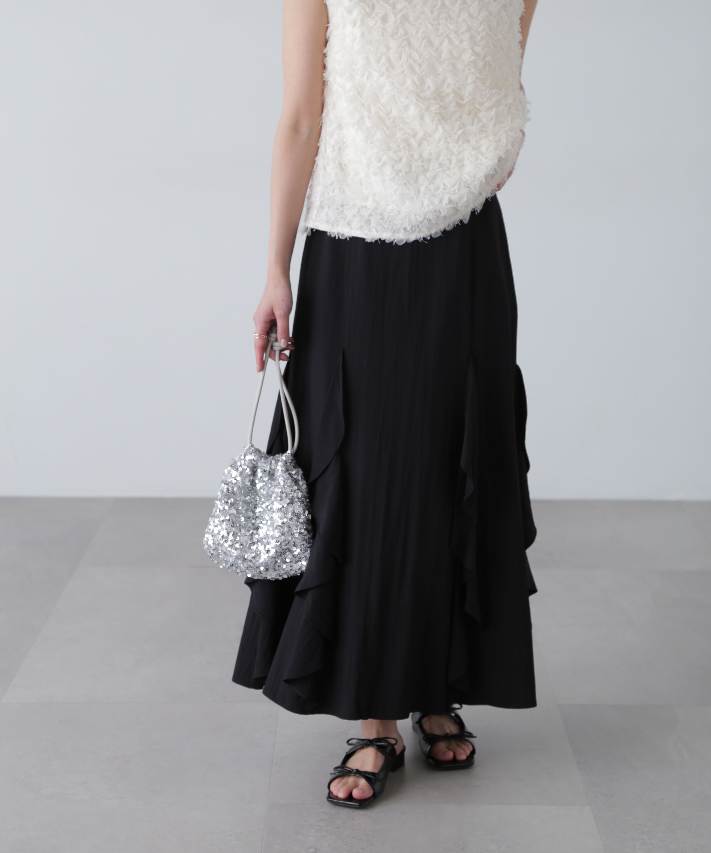  「パネルラッフルフリルマーメイドスカート」|スカート|