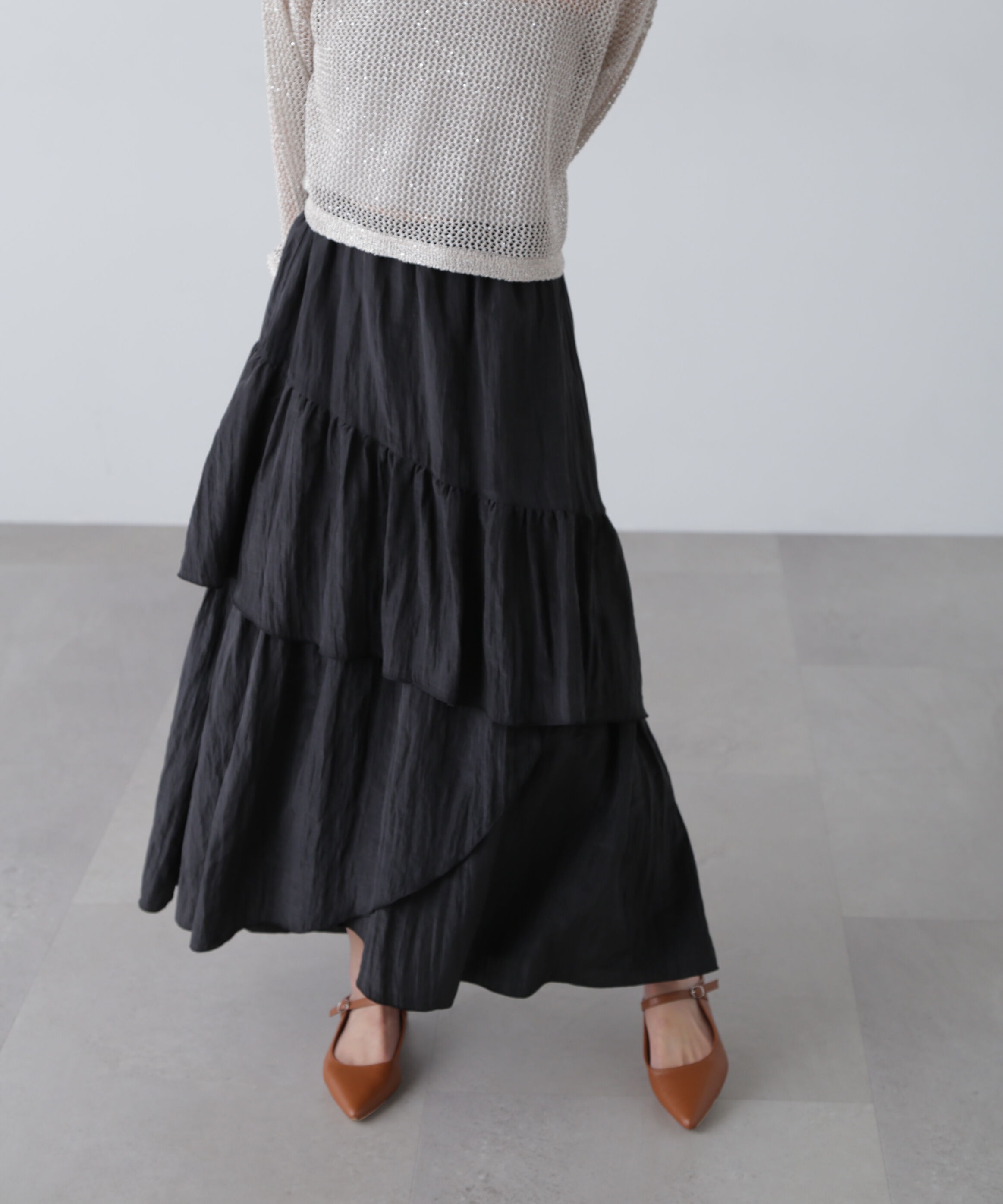  「ワッシャーランダムティアードスカート」|スカート|