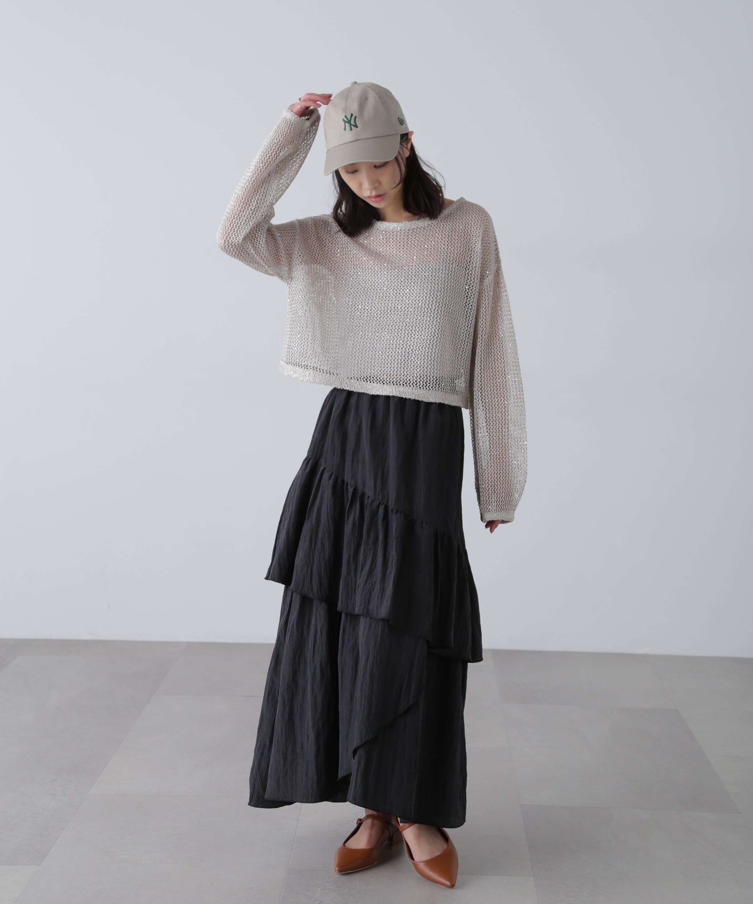  「ワッシャーランダムティアードスカート」|スカート|