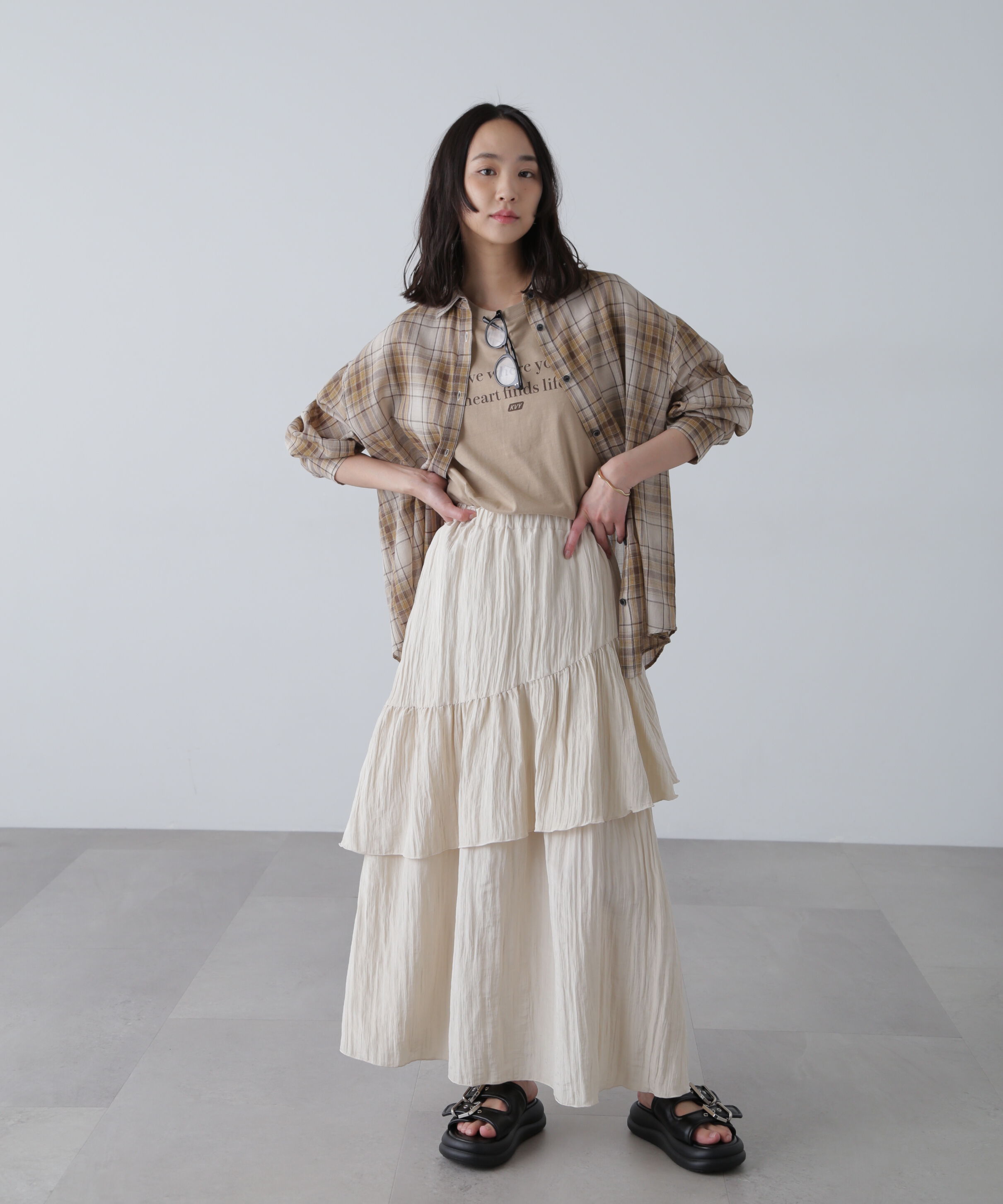  「ワッシャーランダムティアードスカート」|スカート|