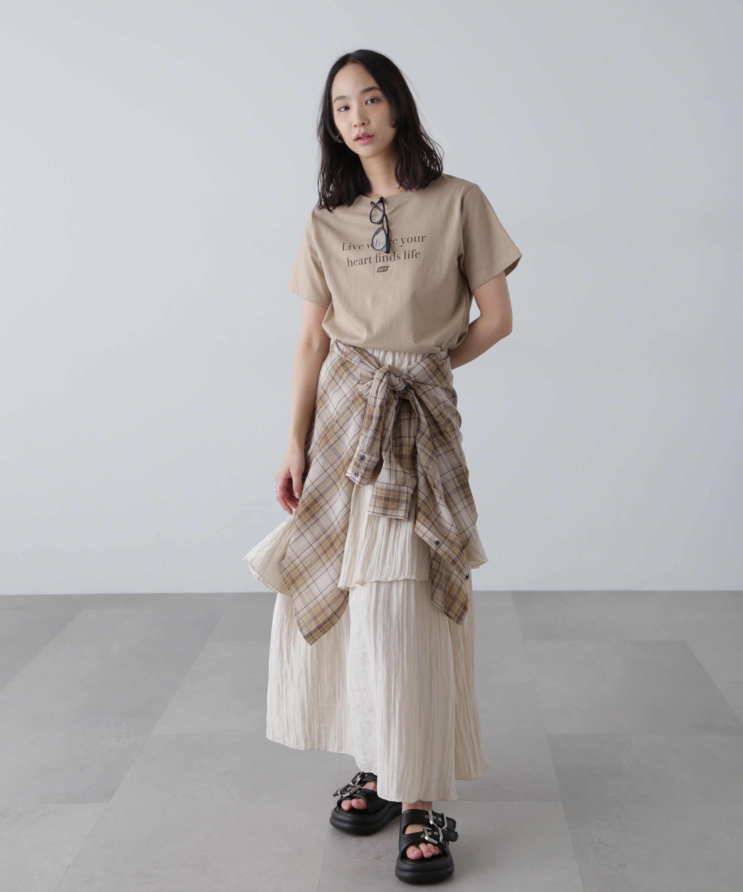  「ワッシャーランダムティアードスカート」|スカート|