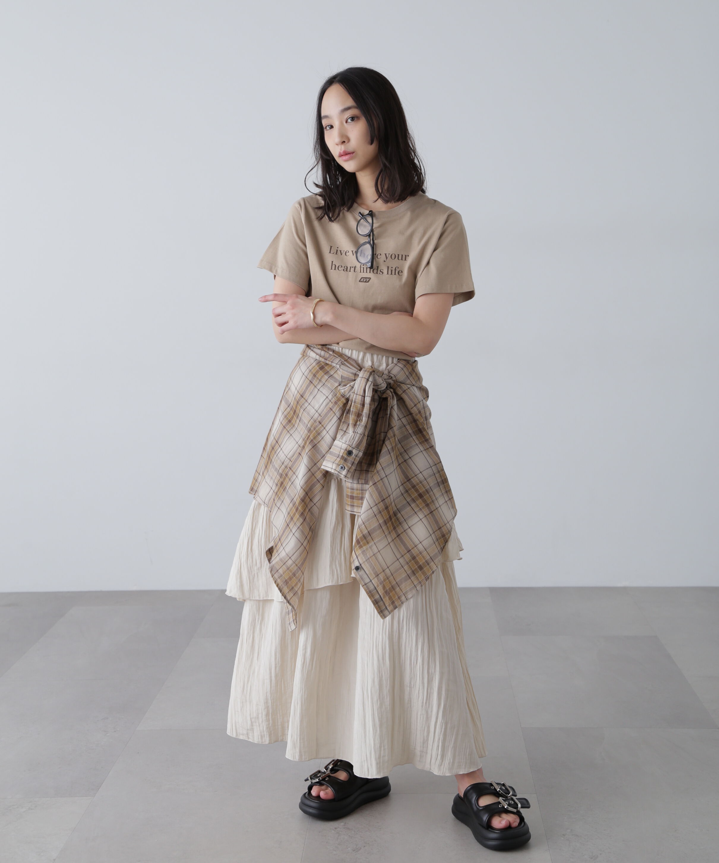  「ワッシャーランダムティアードスカート」|スカート|