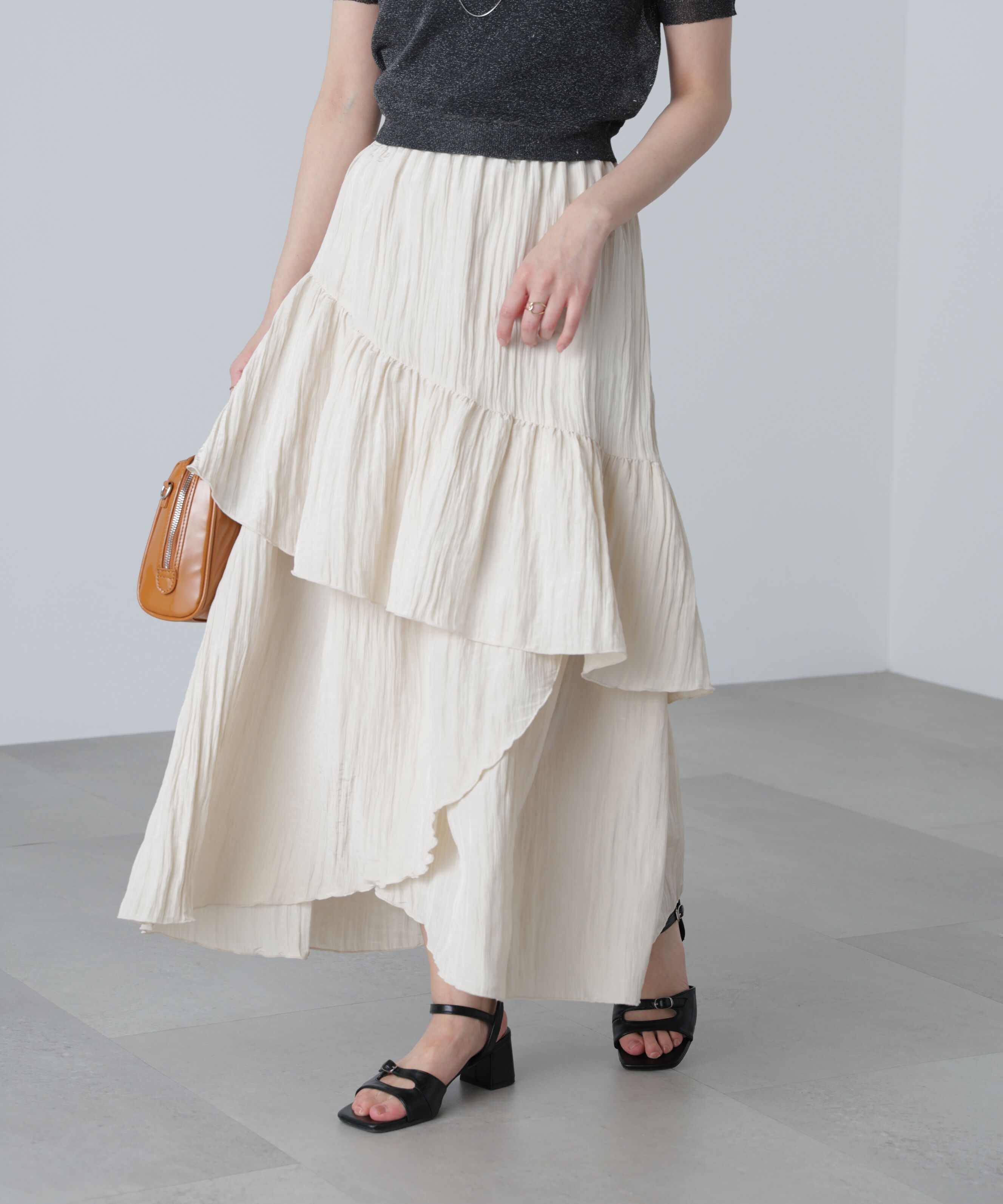  「ワッシャーランダムティアードスカート」|スカート|