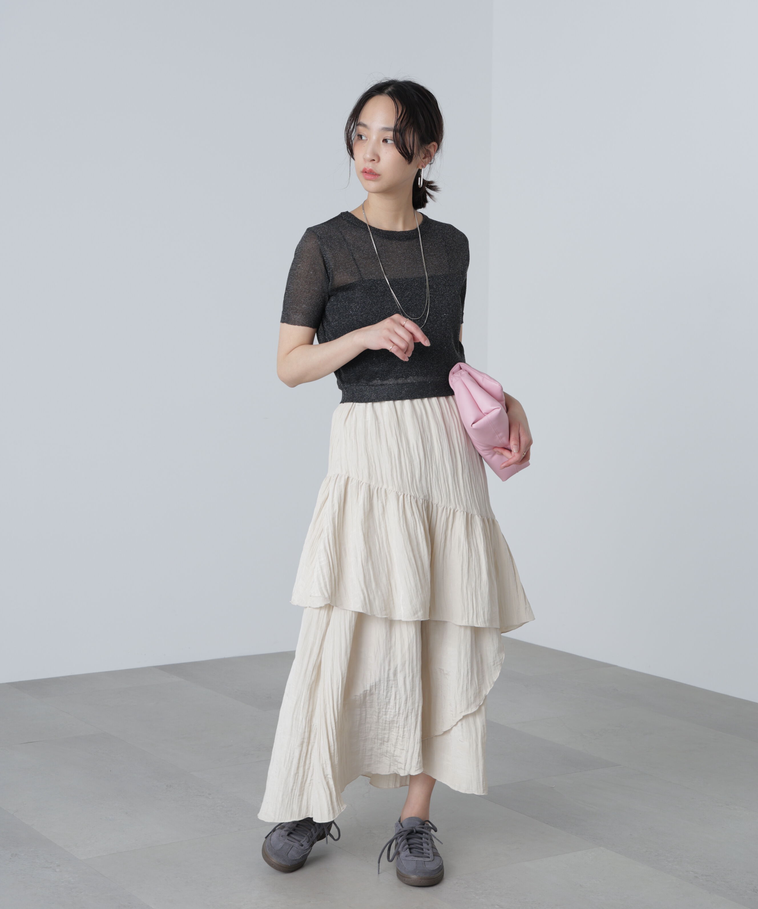  「ワッシャーランダムティアードスカート」|スカート|