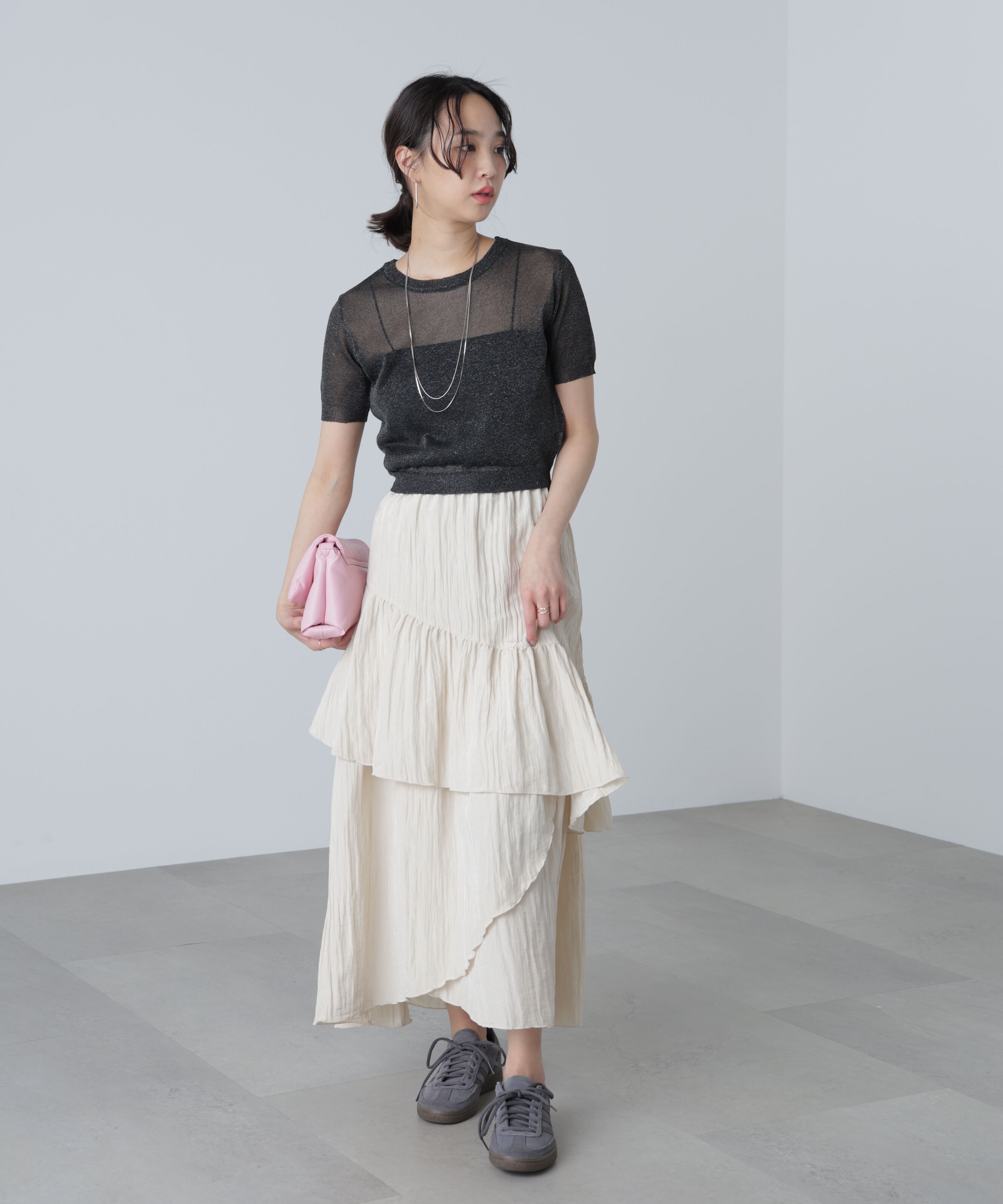  「ワッシャーランダムティアードスカート」|スカート|