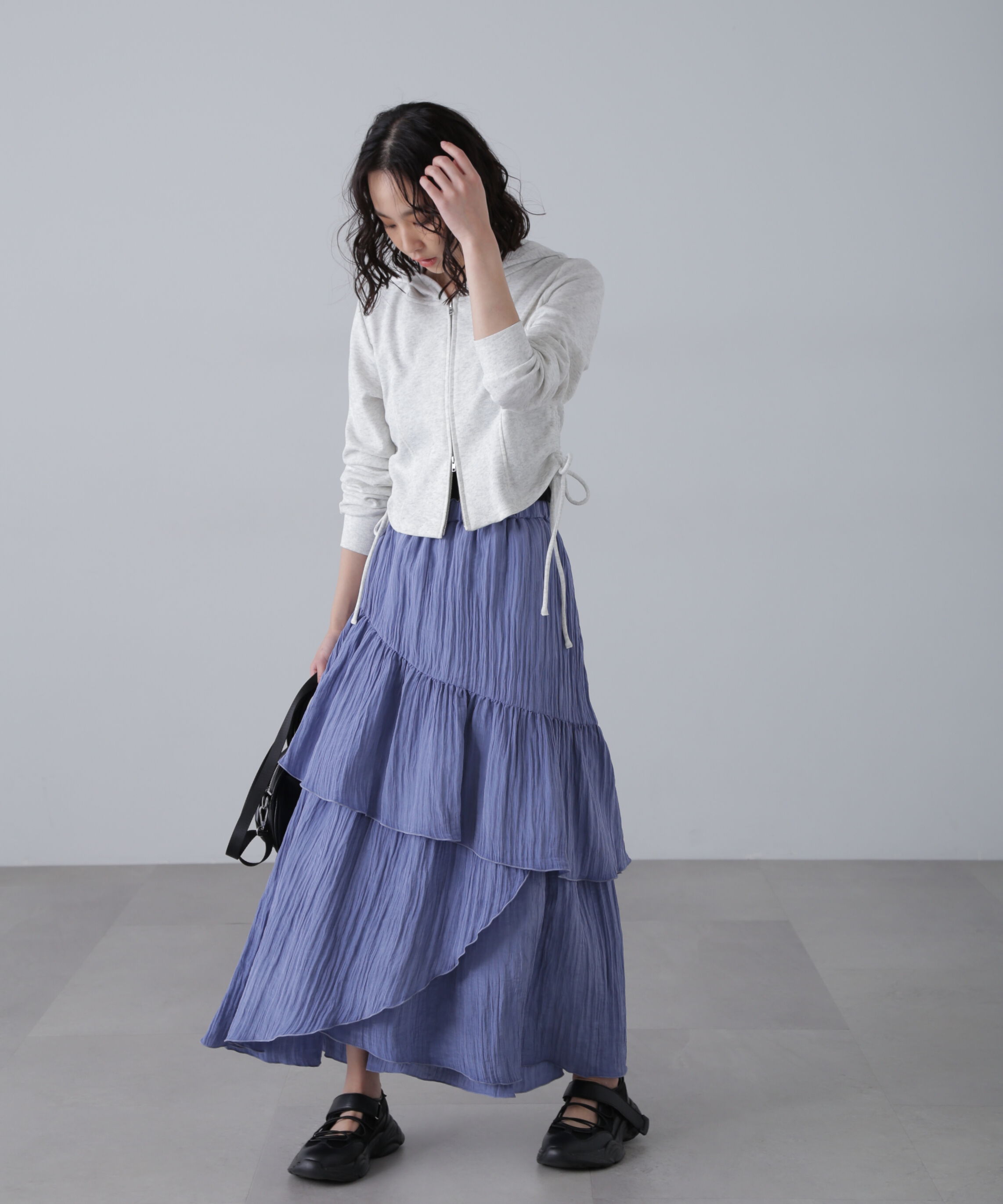  「ワッシャーランダムティアードスカート」|スカート|