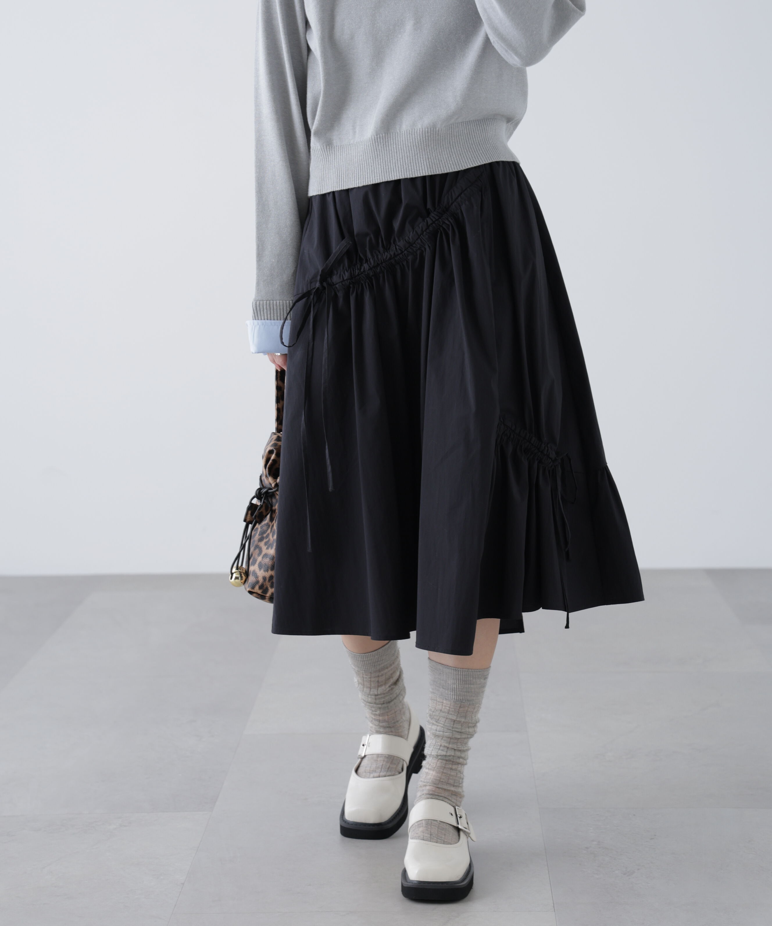  「アシメドロストリボンミディスカート」|スカート|