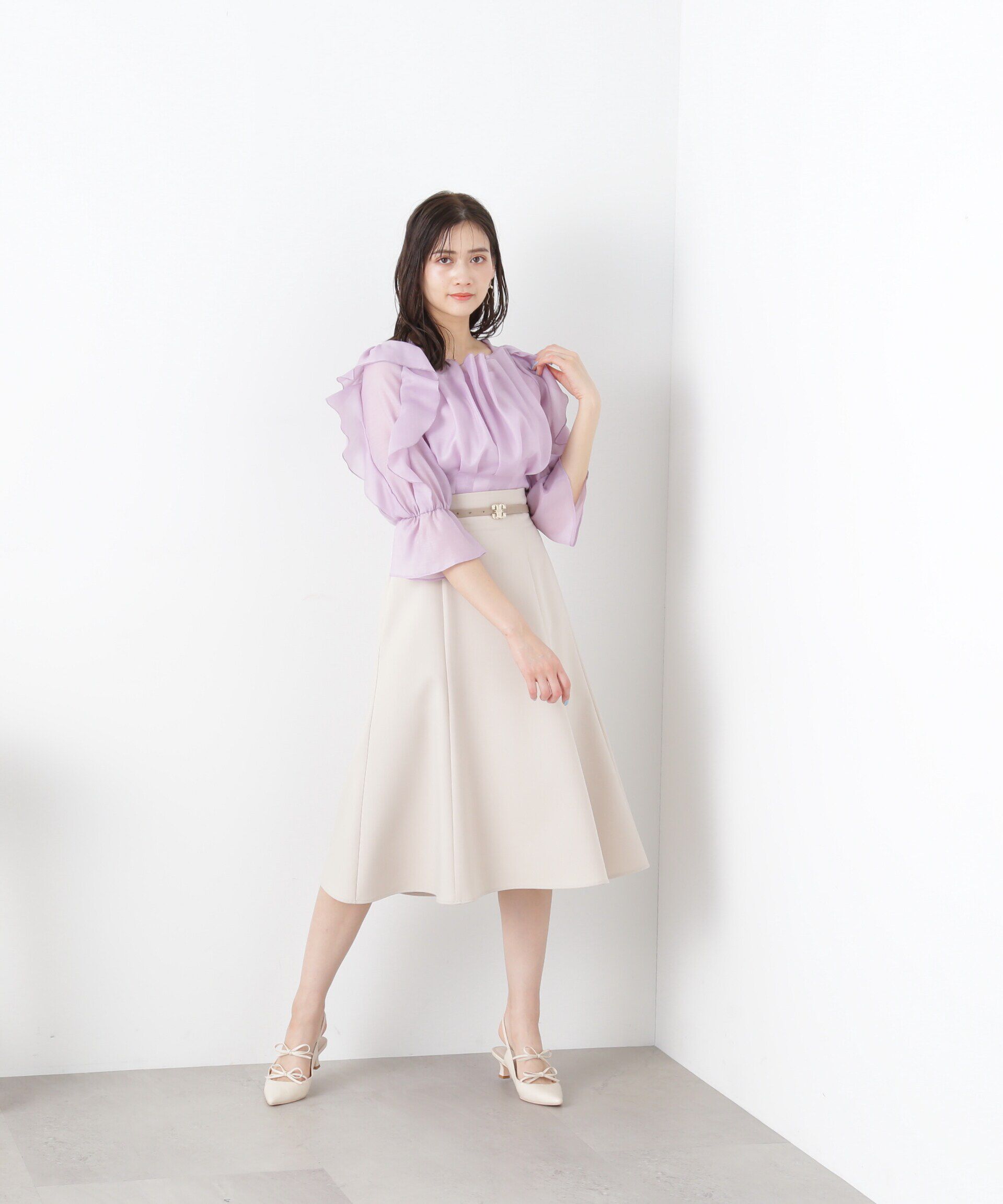  「ベルトツキセミフレアスカート」|スカート|