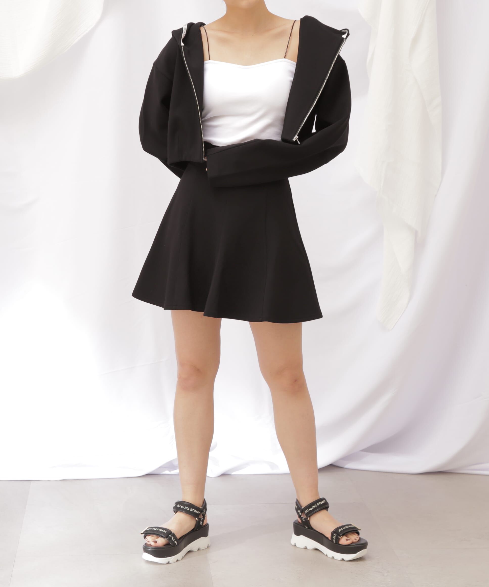  「構築ダイバーフレアミニスカート」|スカート|