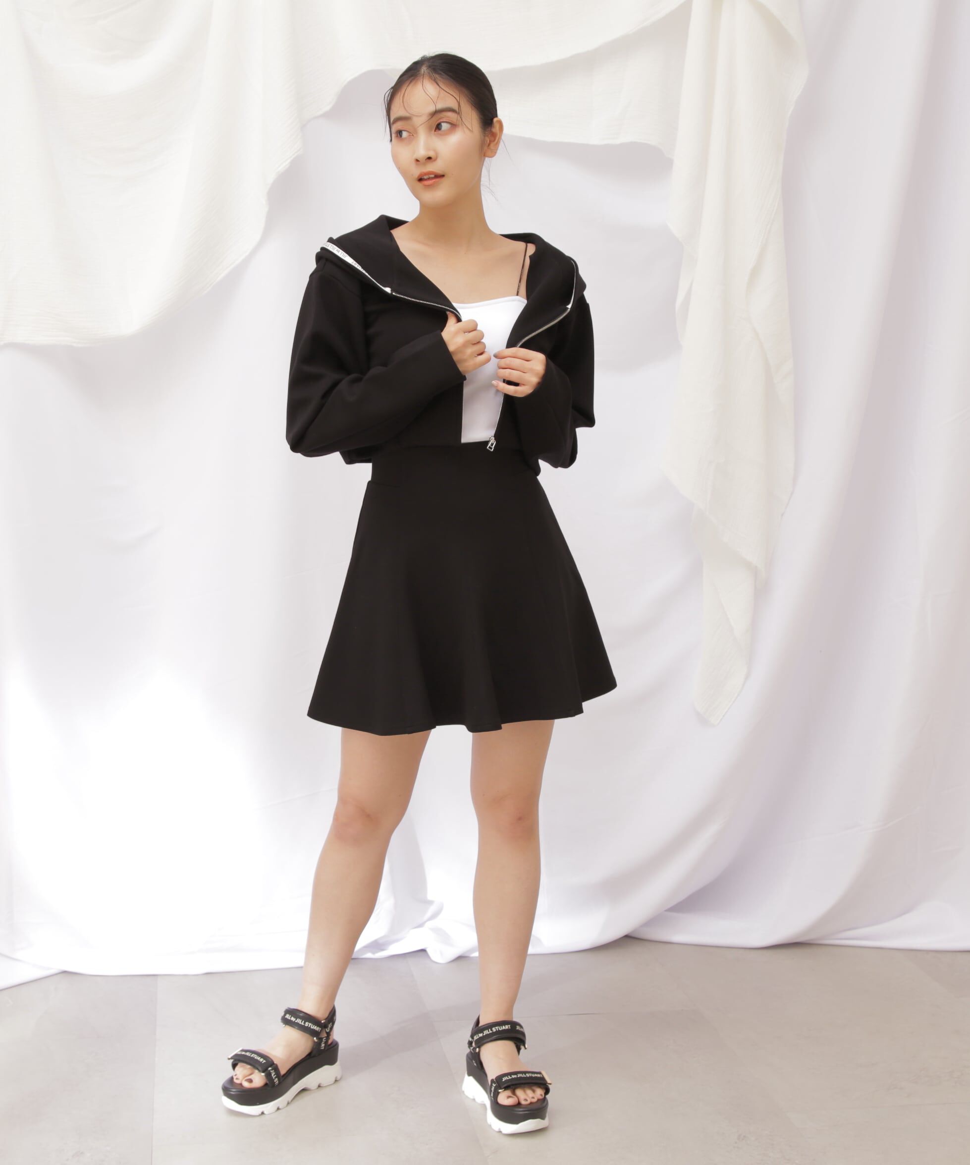  「構築ダイバーフレアミニスカート」|スカート|