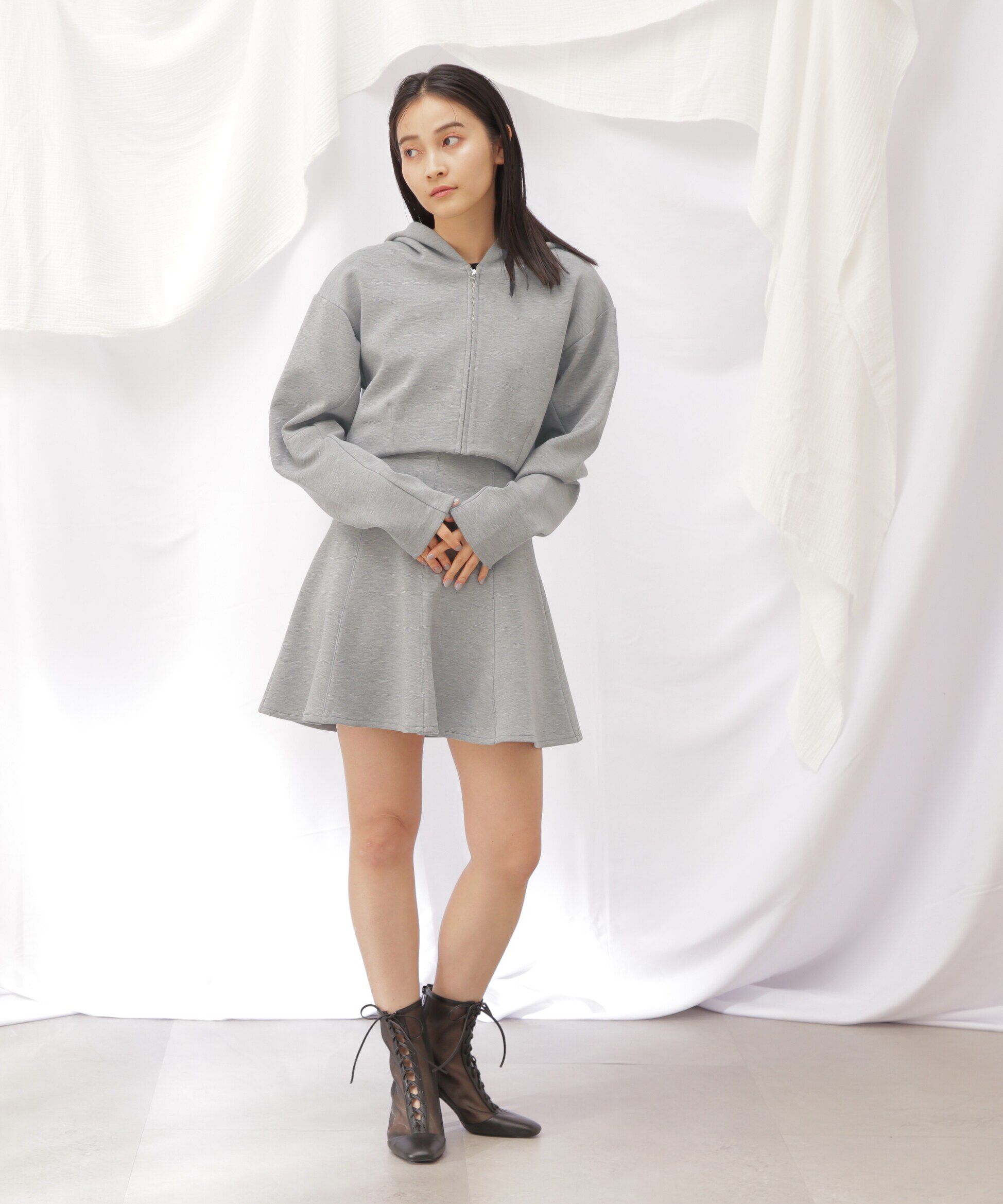  「構築ダイバーフレアミニスカート」|スカート|