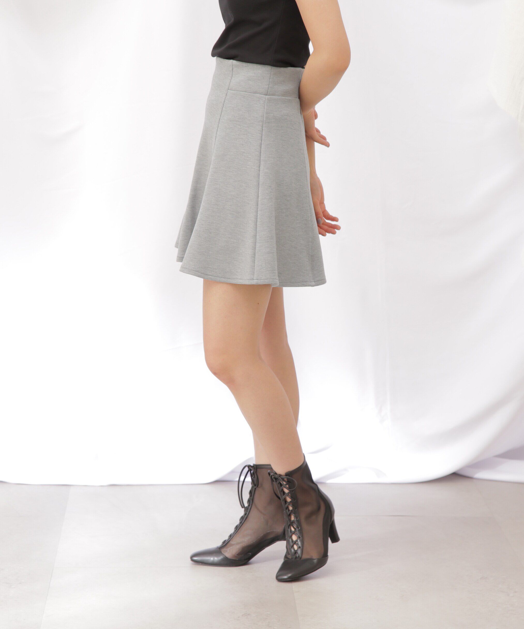  「構築ダイバーフレアミニスカート」|スカート|