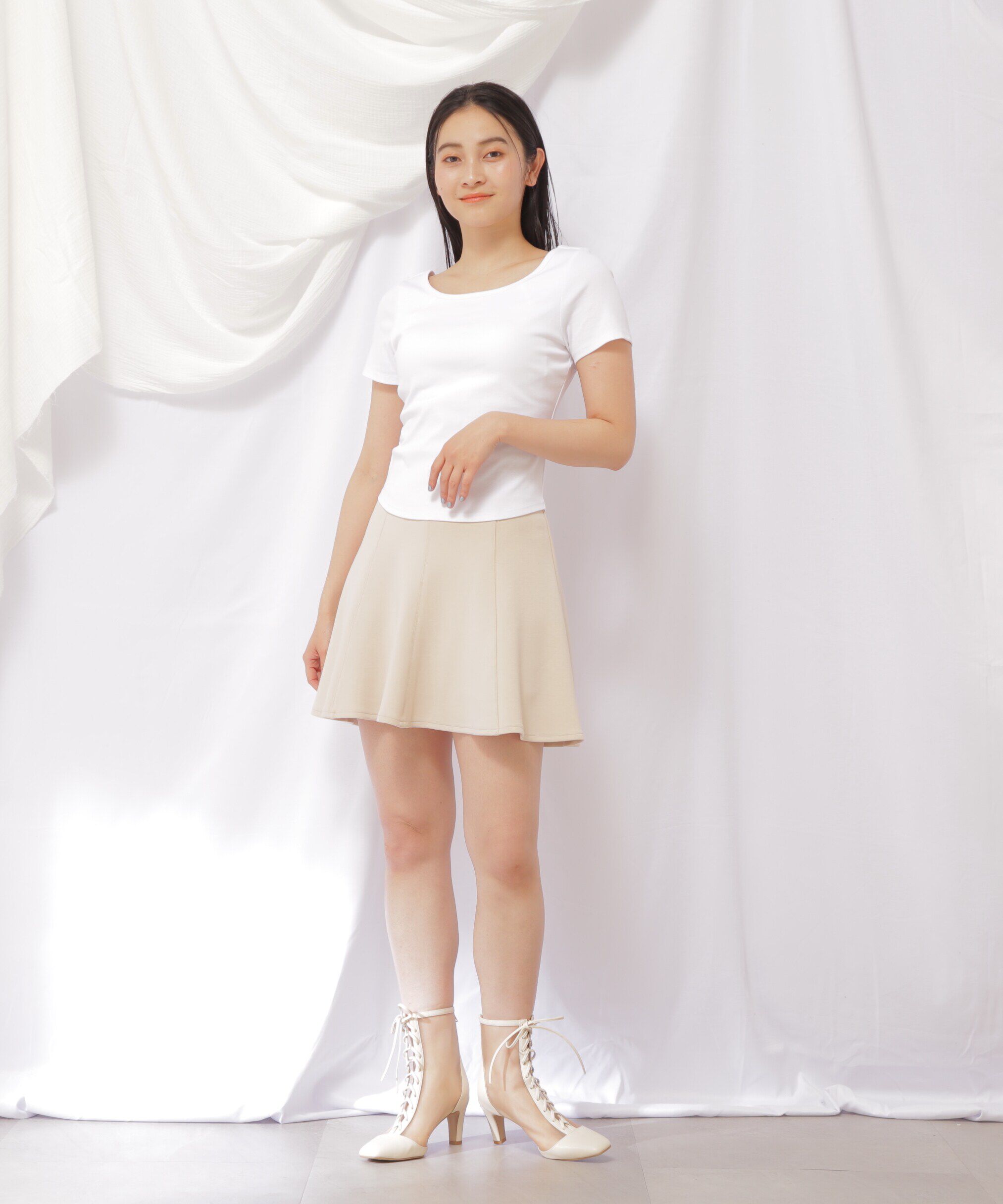  「構築ダイバーフレアミニスカート」|スカート|