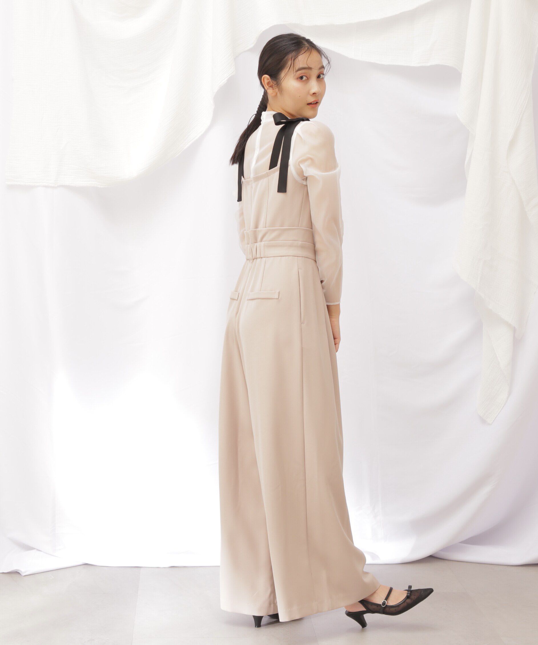  「肩リボンドッキングサロペット」|ワンピース|