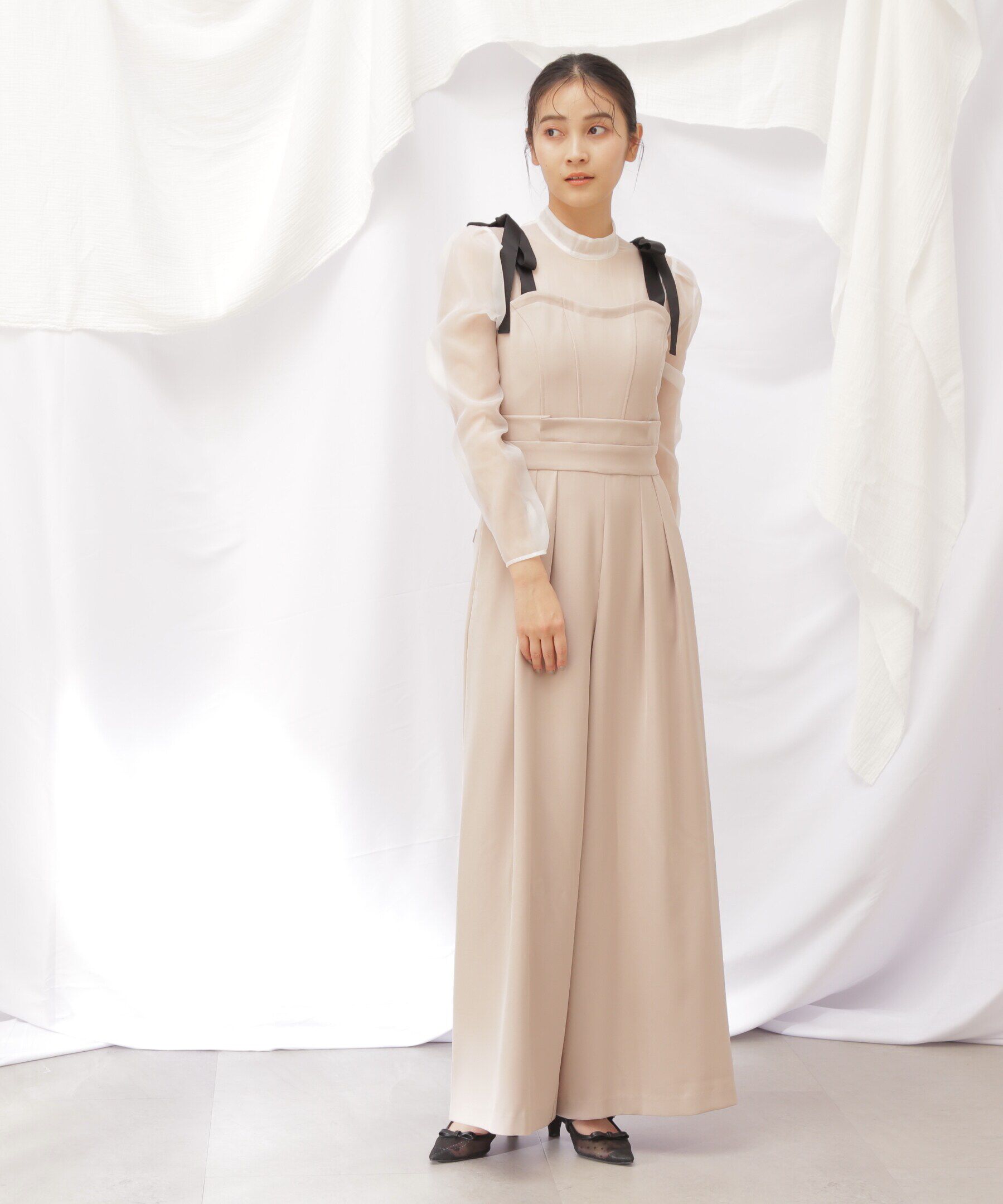  「肩リボンドッキングサロペット」|ワンピース|